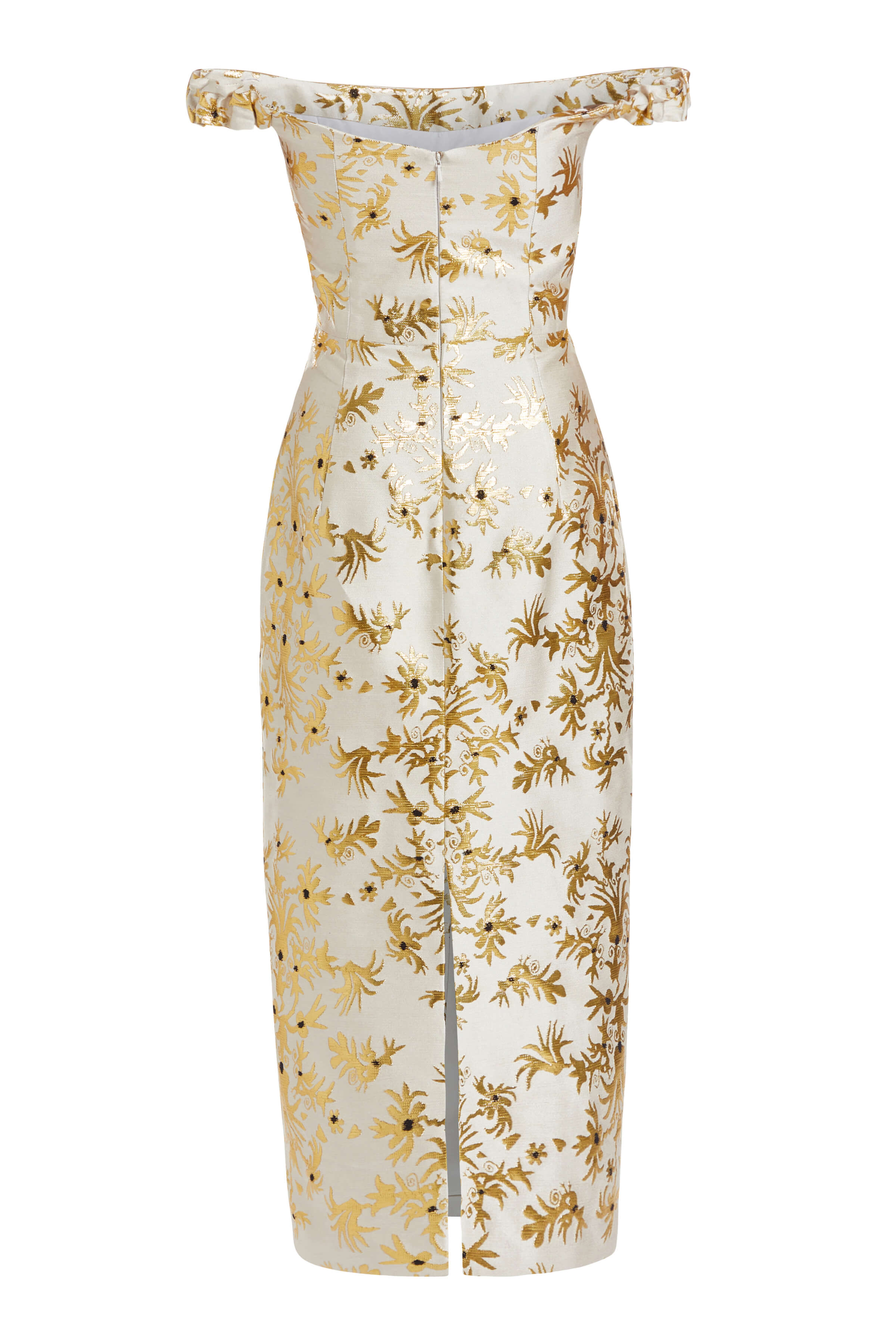 Amina Floral Brocade Off-The-Shoulder Midi Dress