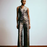Aveline Metallic Damask Jacquard Tailored Vest