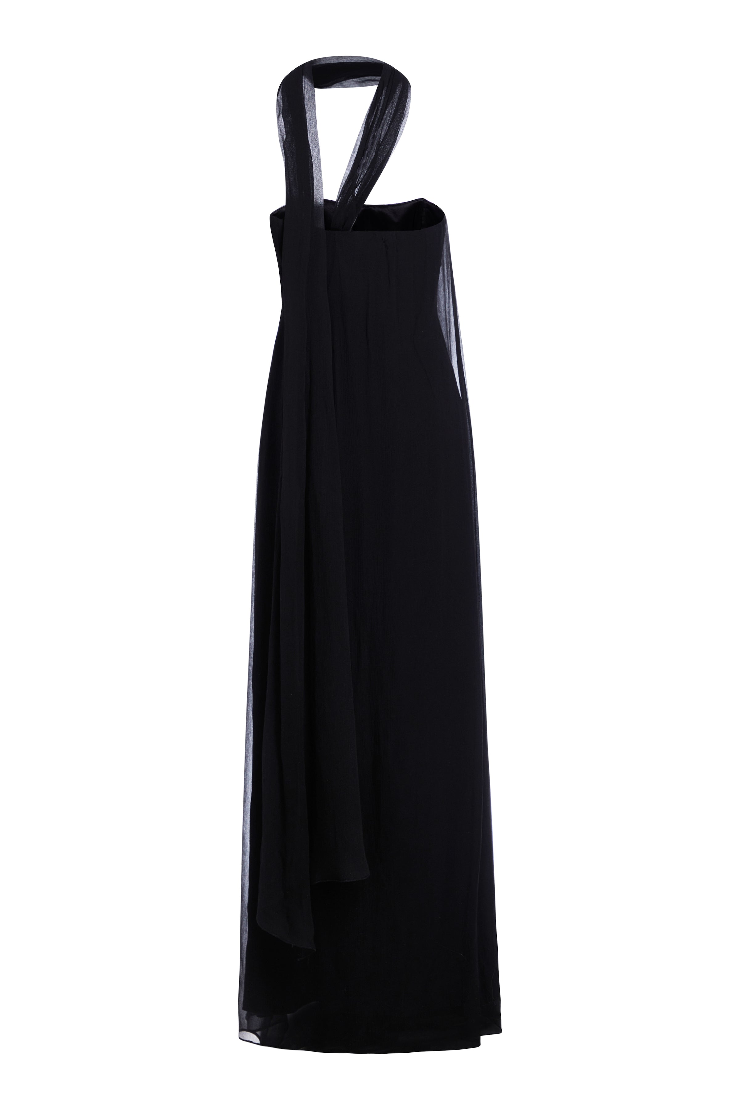 Catalina Black Chiffon Scarf Gown
