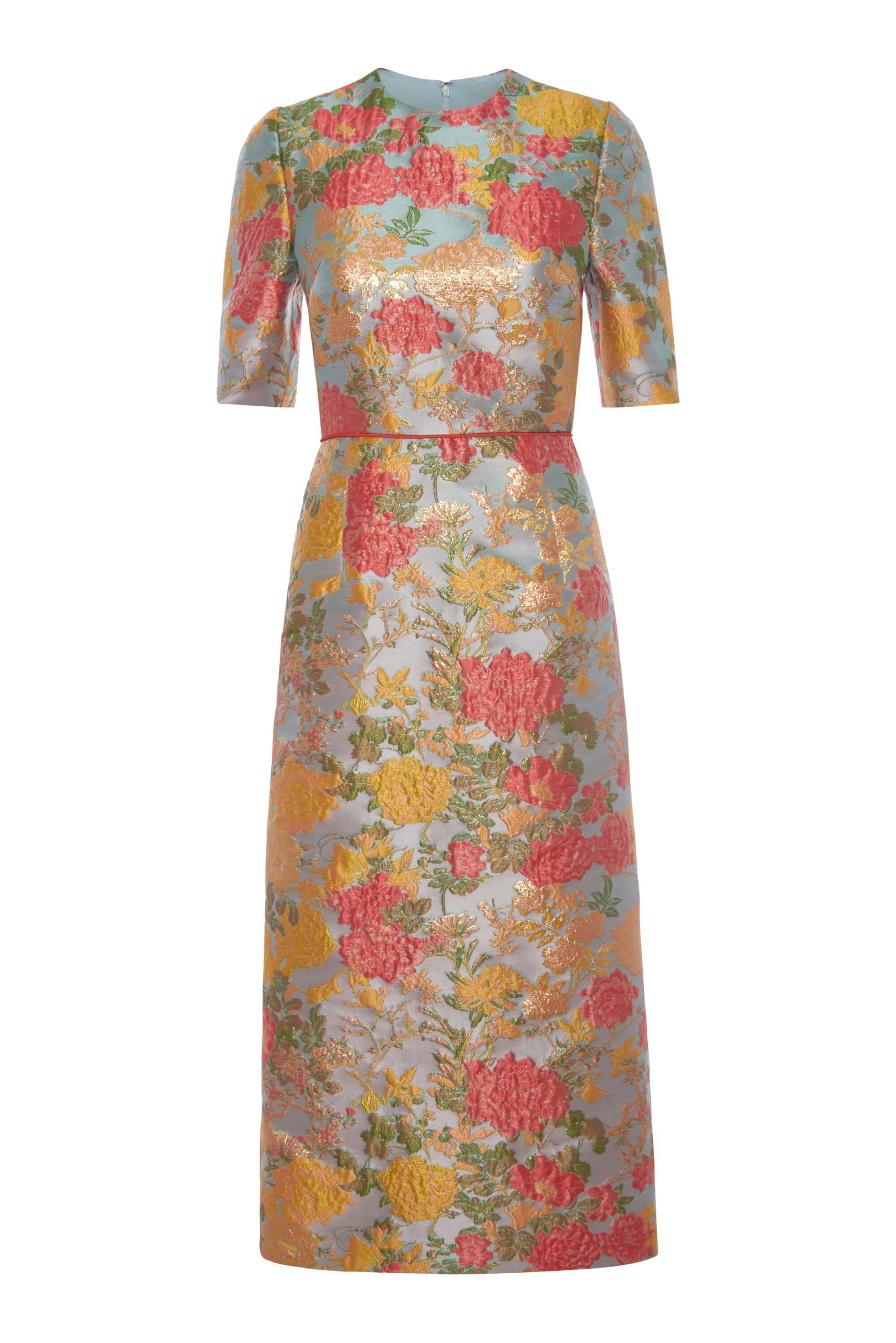 Gladys Floral Jacquard Midi Dress