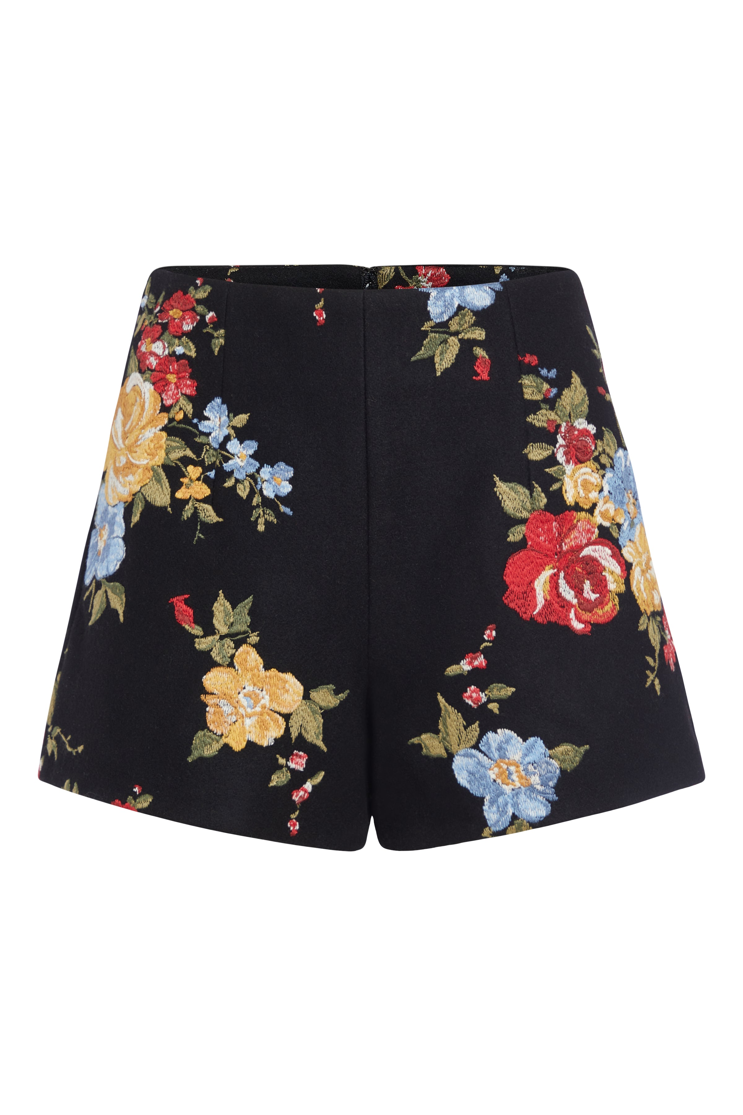 Mira Rose Embroidered Wool Shorts