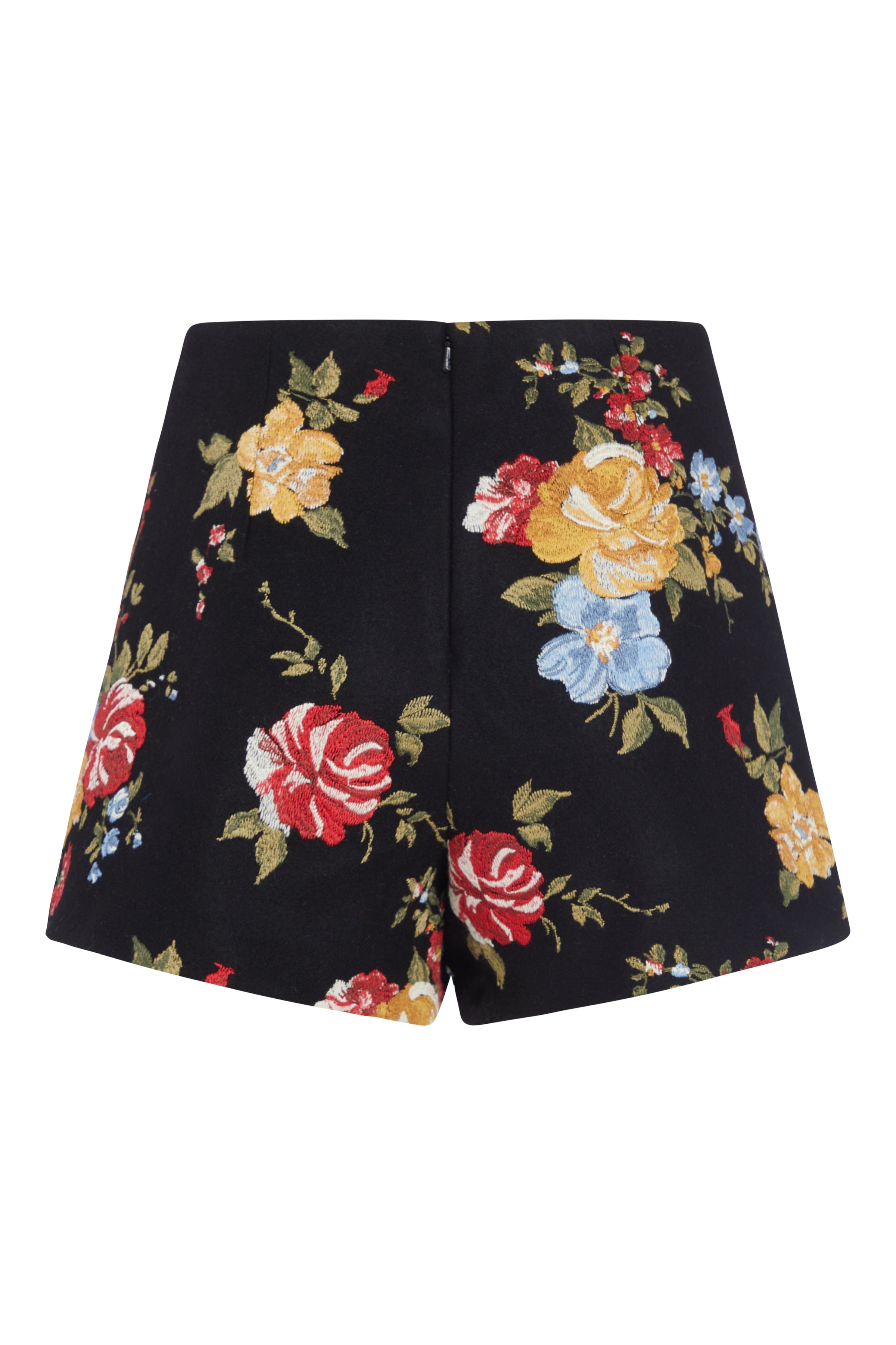 Mira Rose Embroidered Wool Shorts