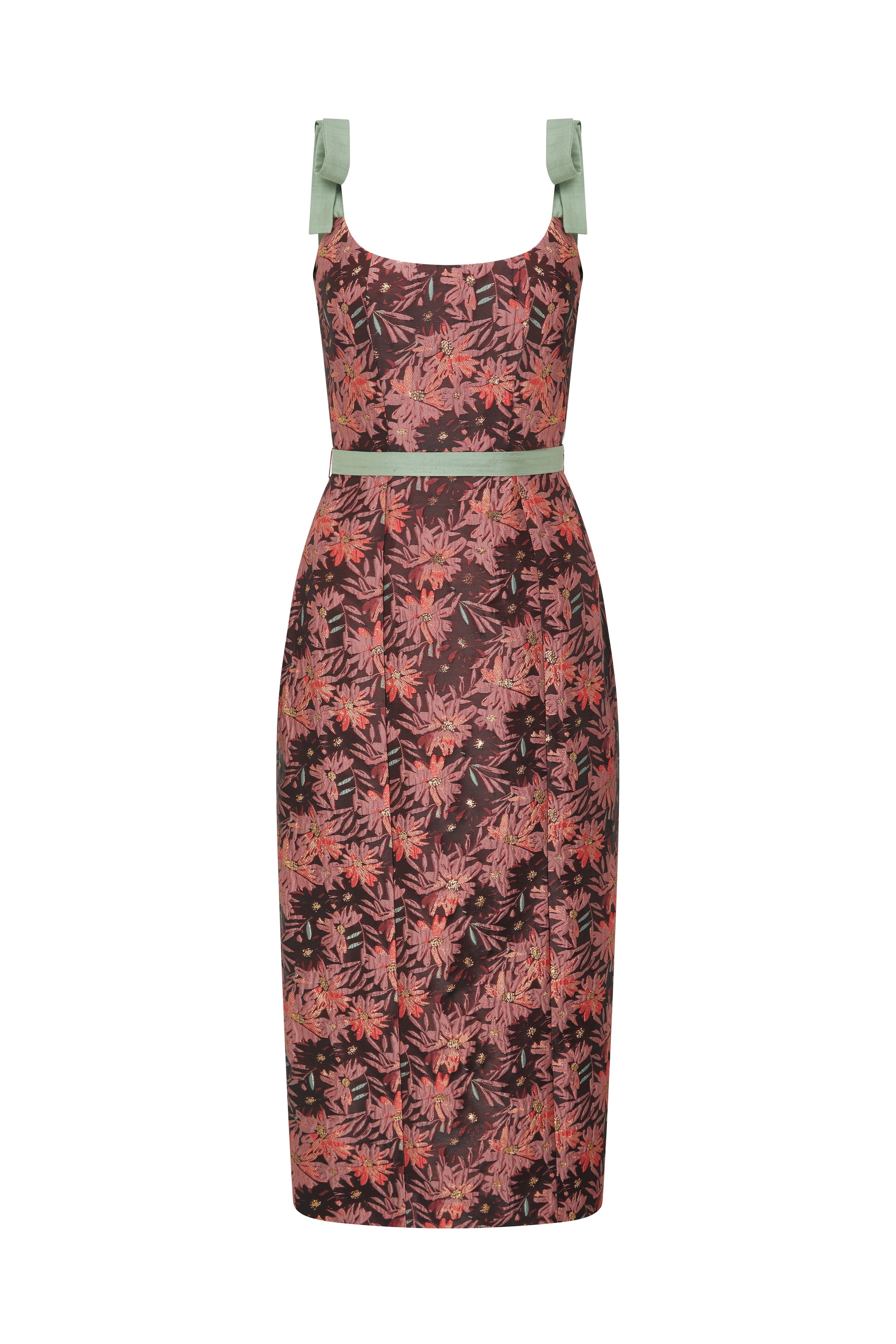 Acacia Burgundy Floral Brocade Corset Dress