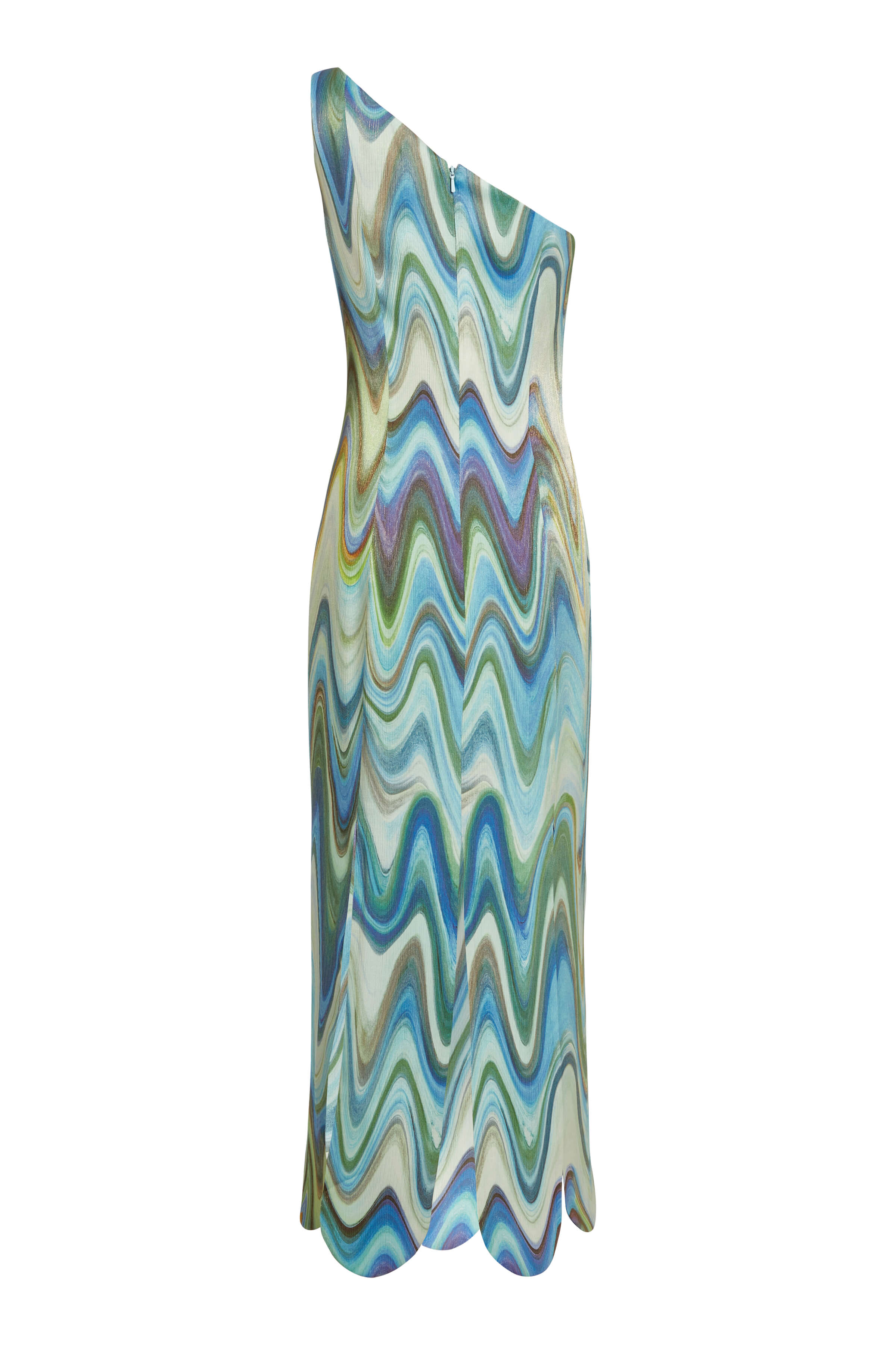 Angie Teal Metallic Wave Midi Dress