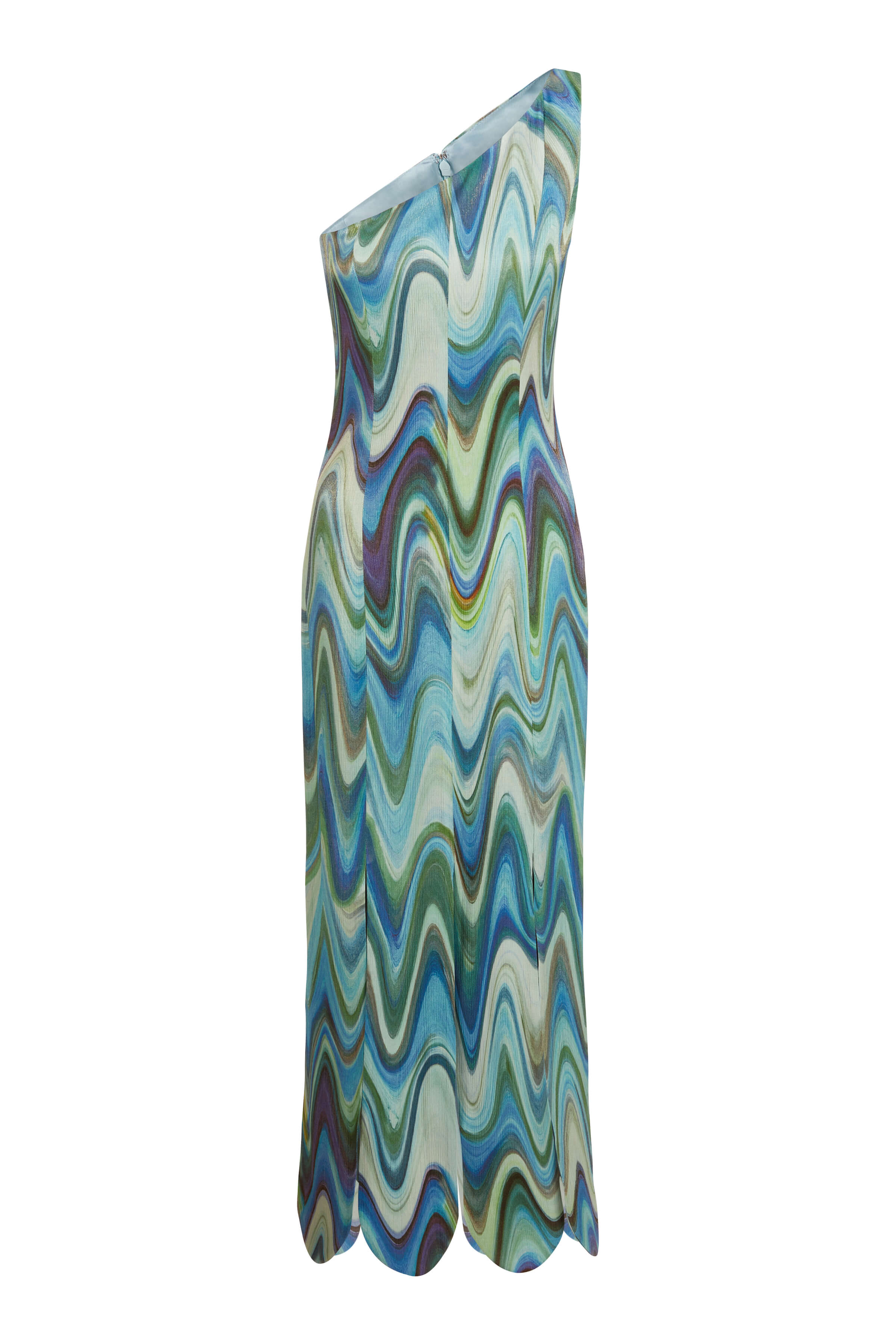 Angie Teal Metallic Wave Midi Dress