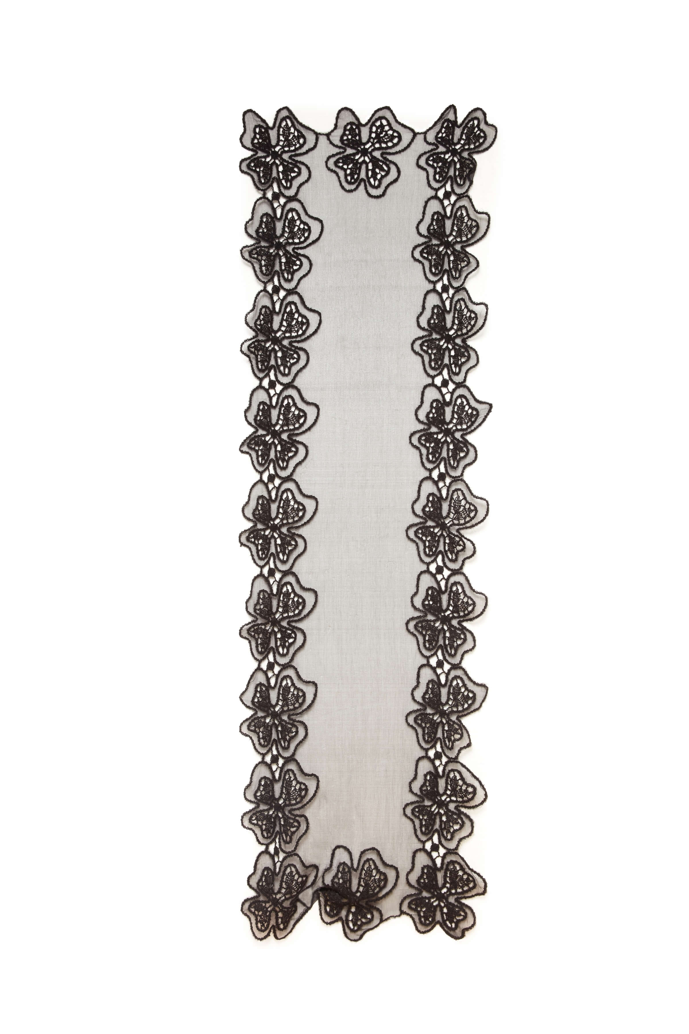 Gillian Georgette Scarf With Floral Embroidered Edges