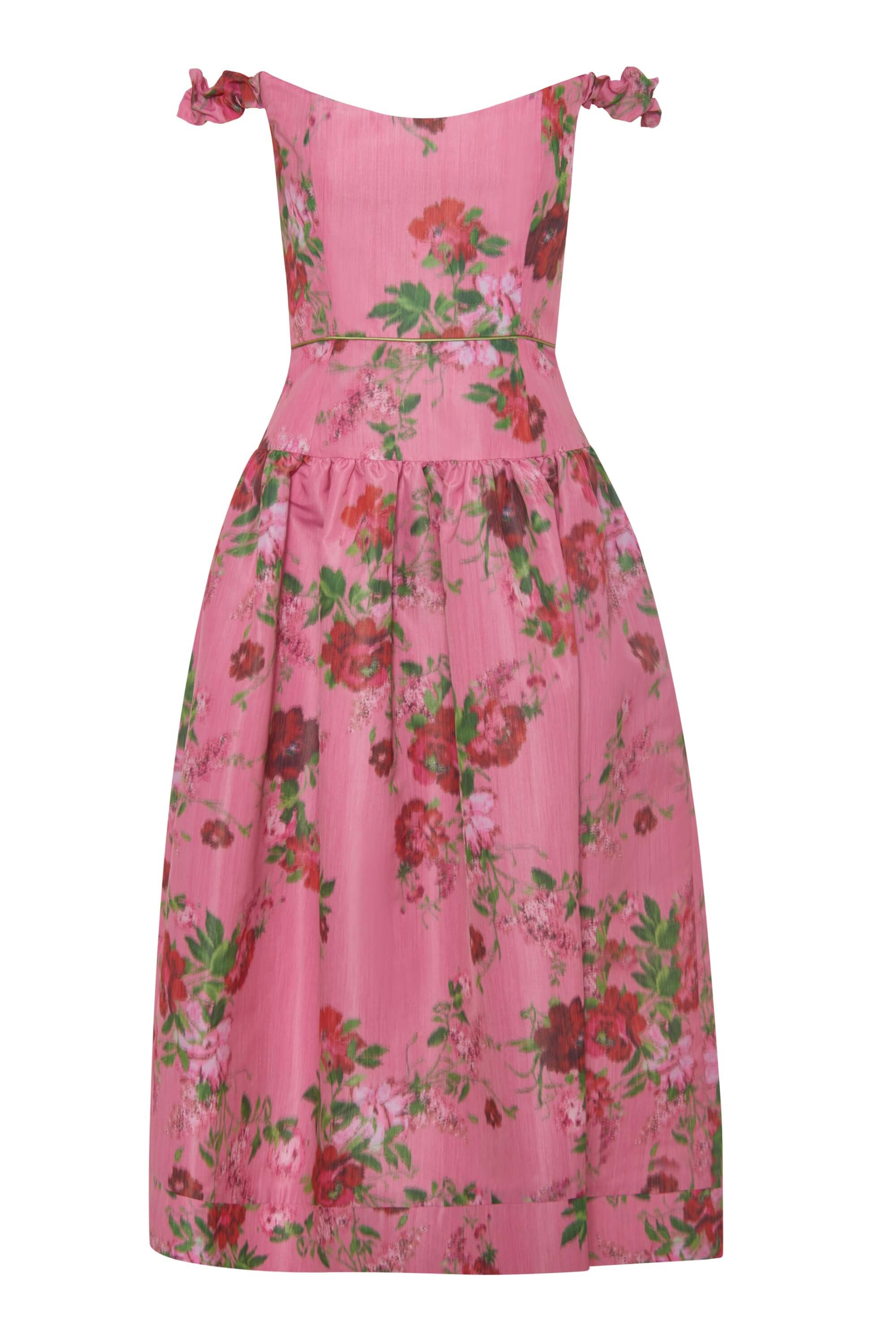 Giorgia Pink Floral Ikat Midi Dress