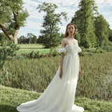 Venus White Dotted Tulle Gown
