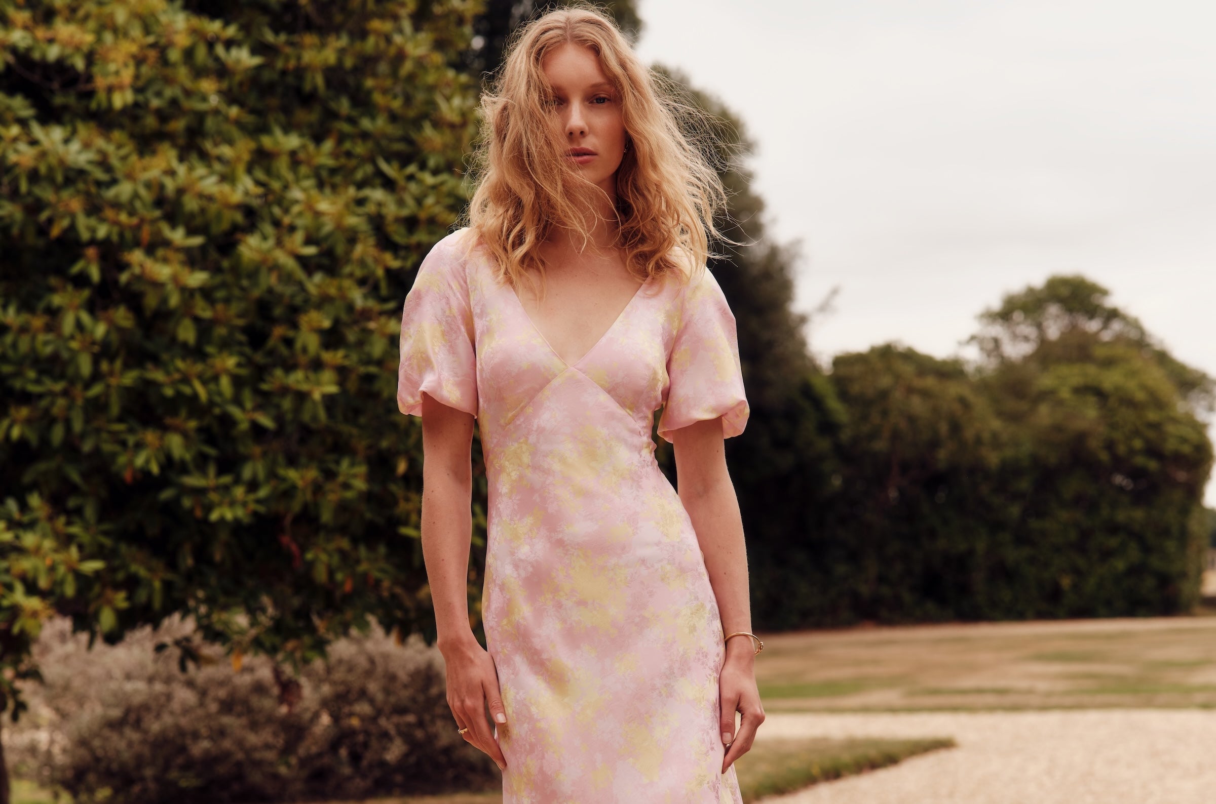 markarian pink dress Markarian Anthea Draped Silk Chiffon Off-the-Shoulder Gown