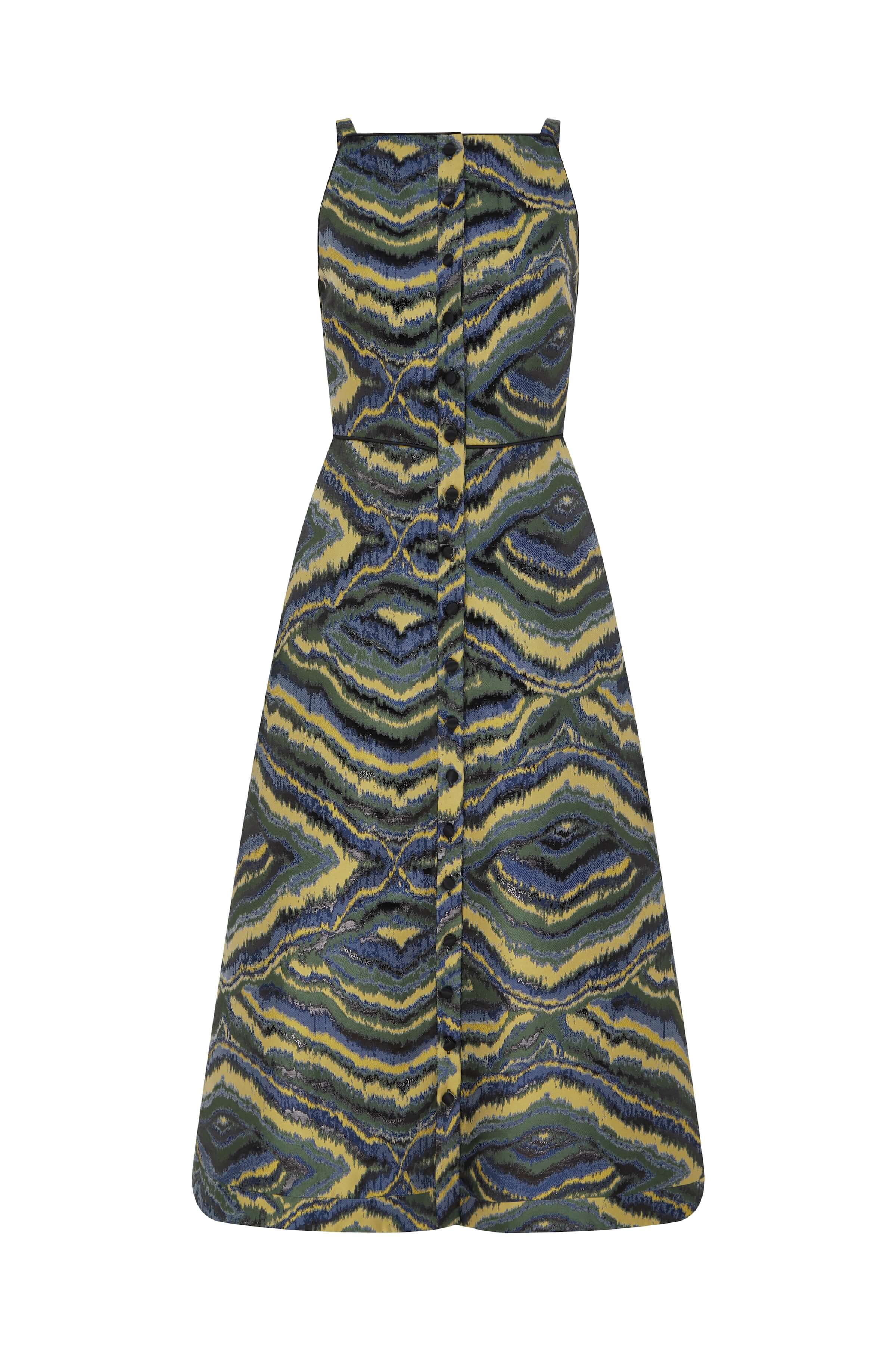 Minerva Jacquard Square Neck Midi Dress