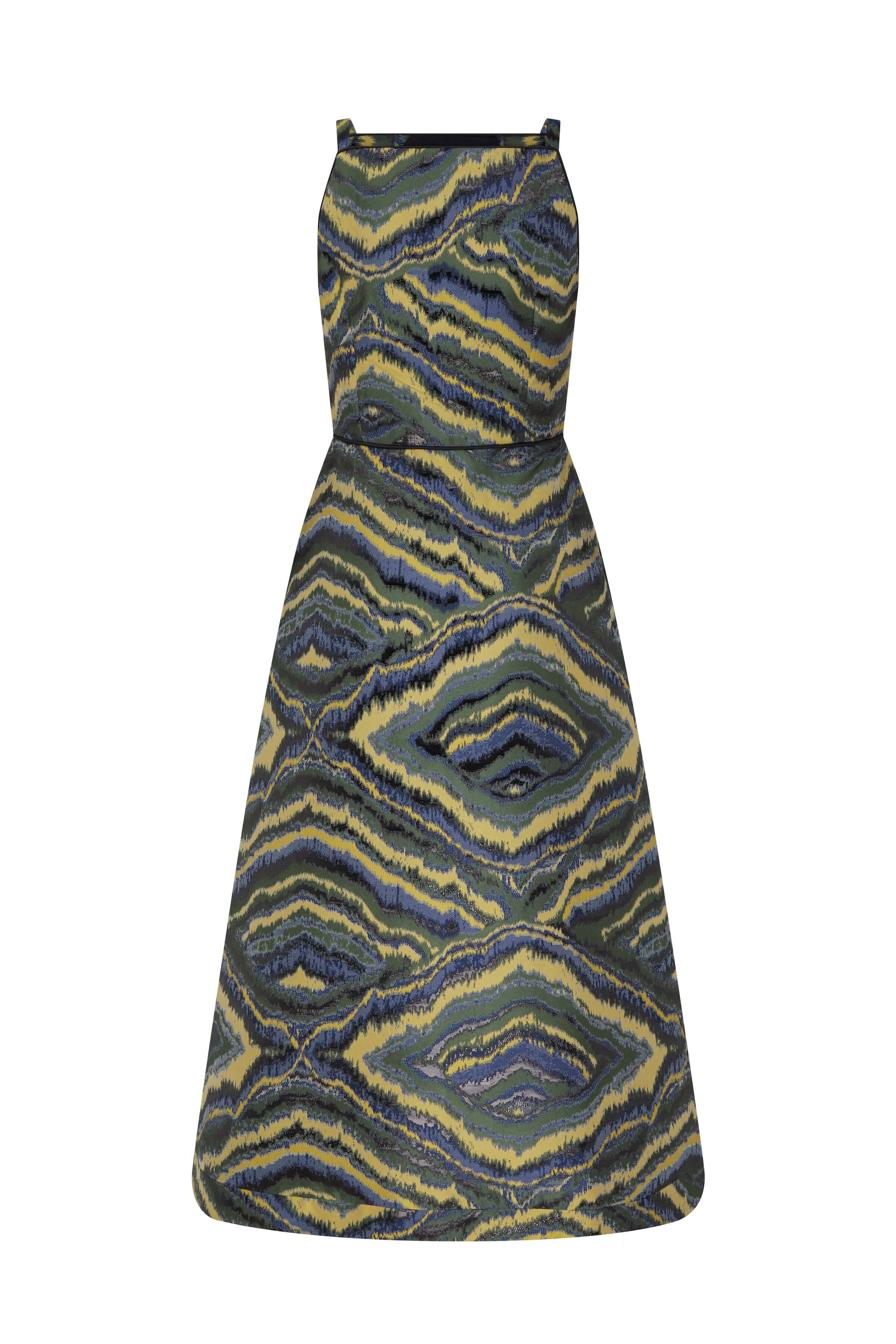 Minerva Jacquard Square Neck Midi Dress
