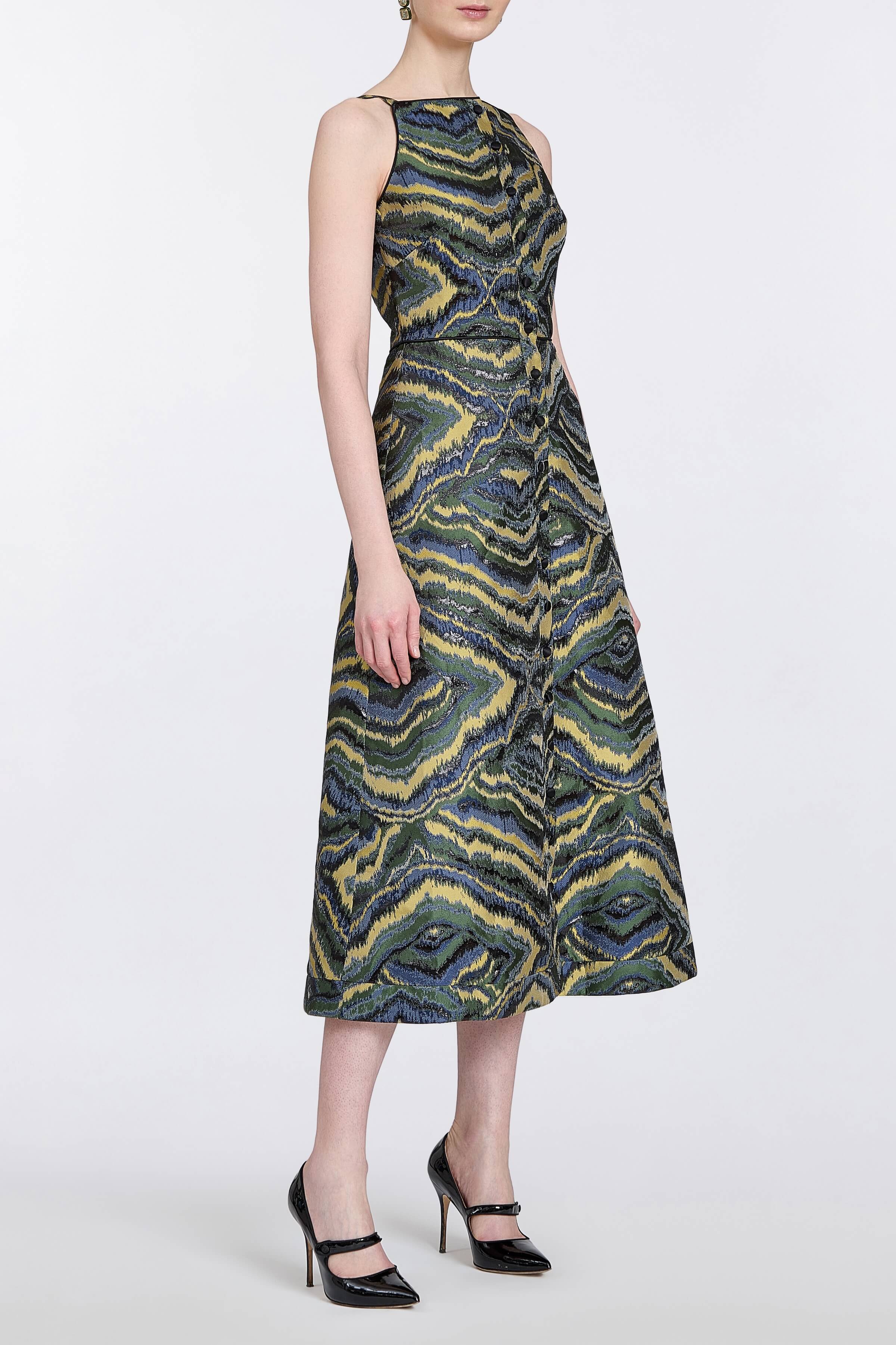 Minerva Jacquard Square Neck Midi Dress