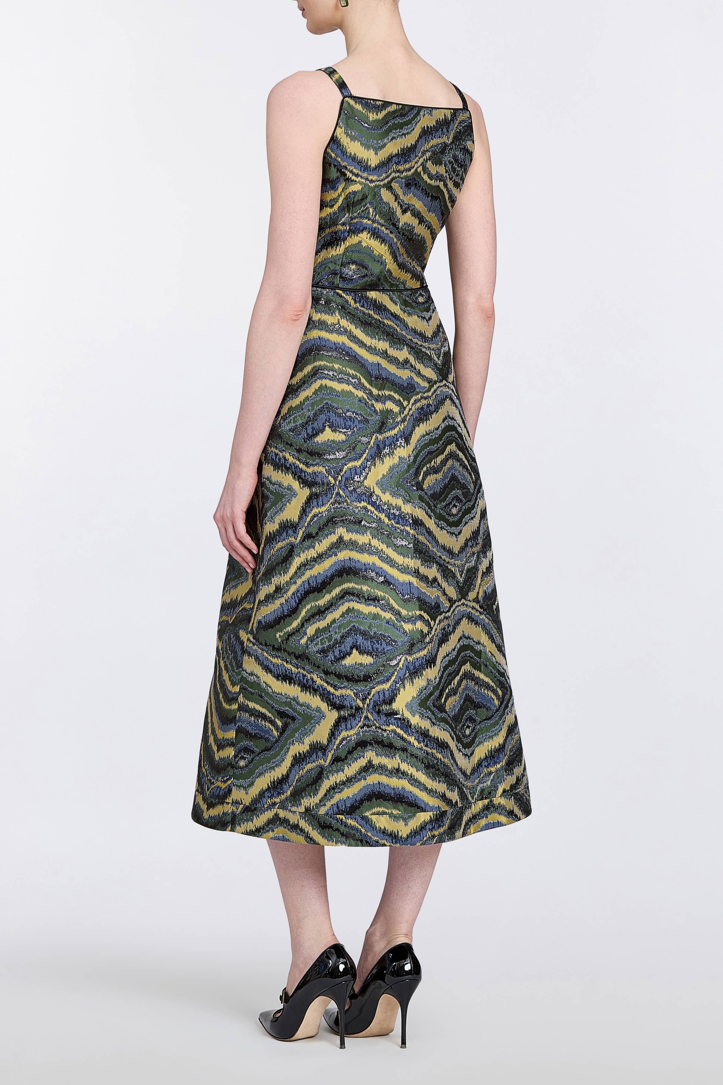 Minerva Jacquard Square Neck Midi Dress