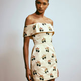 Alice Buttercream Satin Hand-Beaded Mini Dress