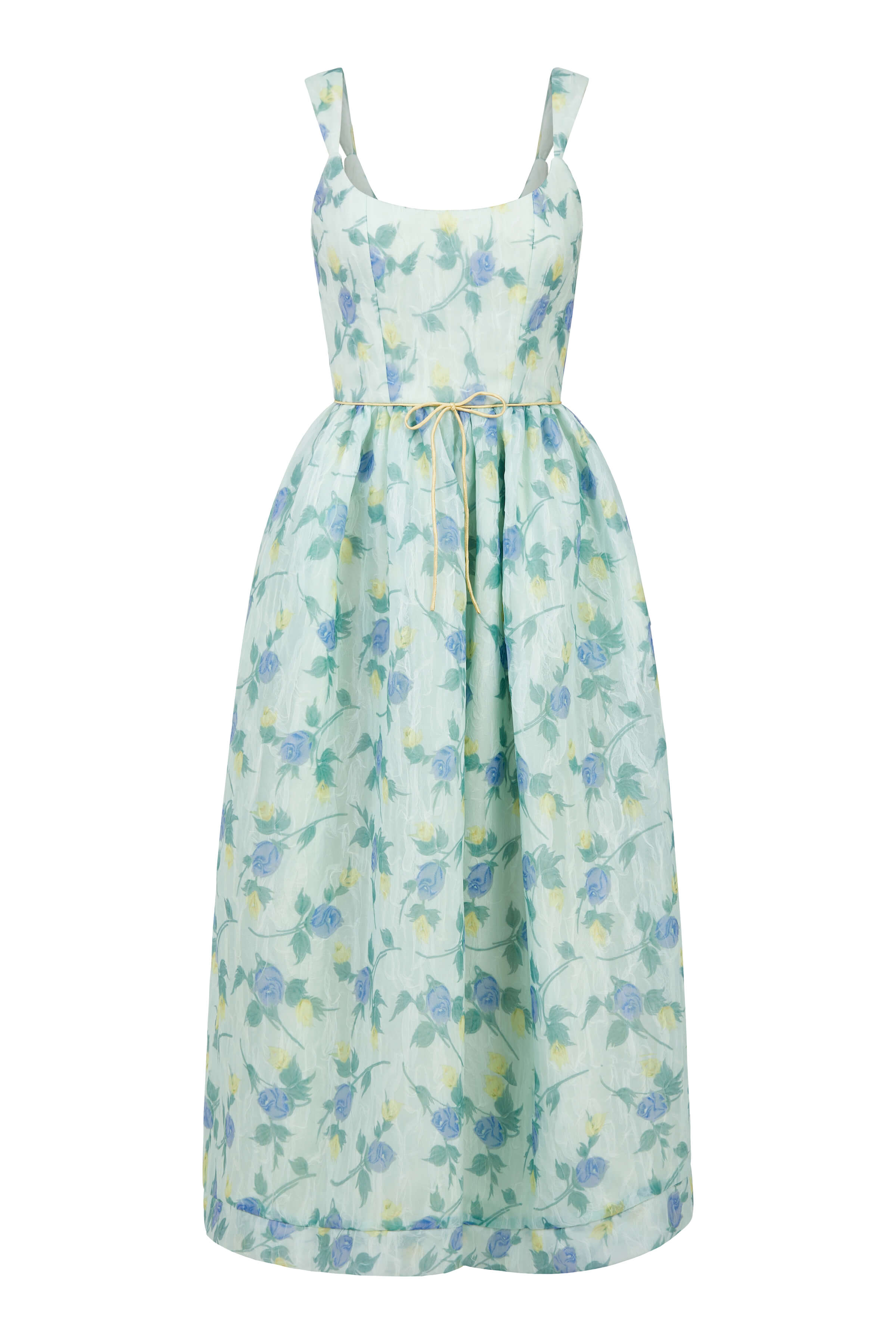 Apple Floral Organza Midi Dress