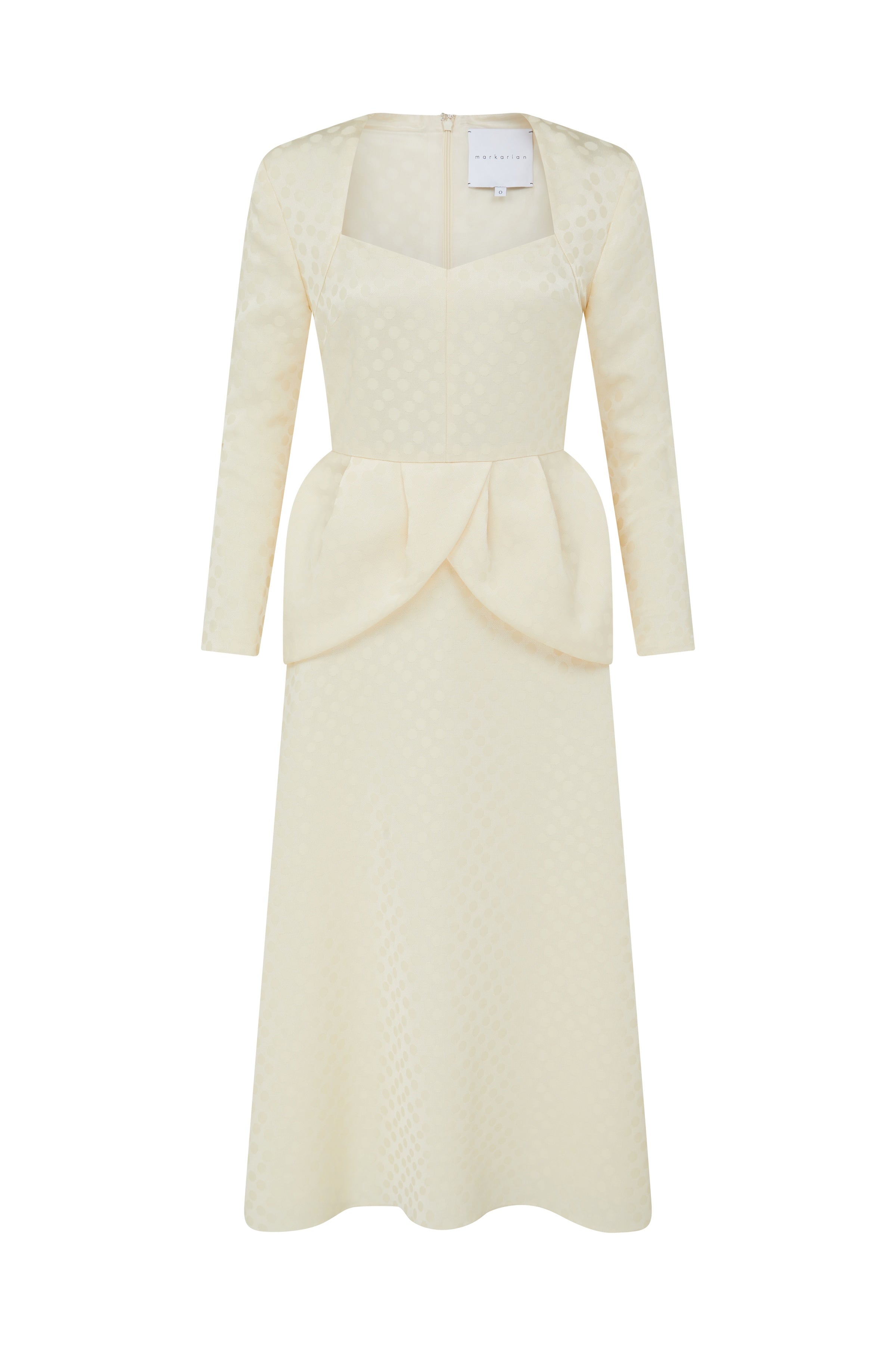 Katherine Ivory Dot Jacquard Midi Dress