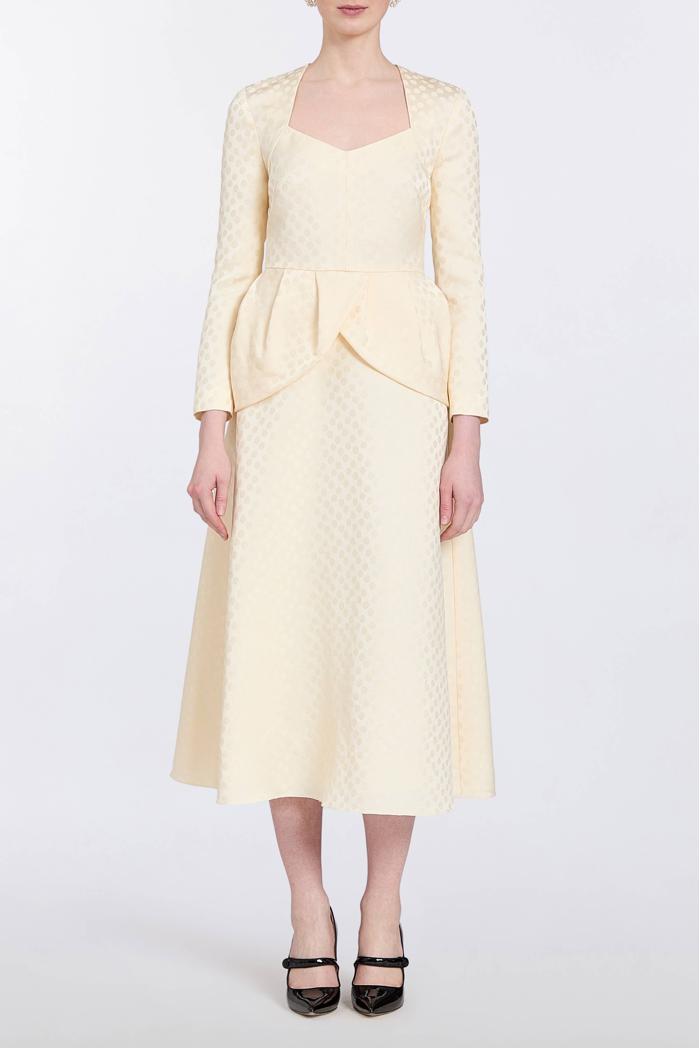 Katherine Ivory Dot Jacquard Midi Dress