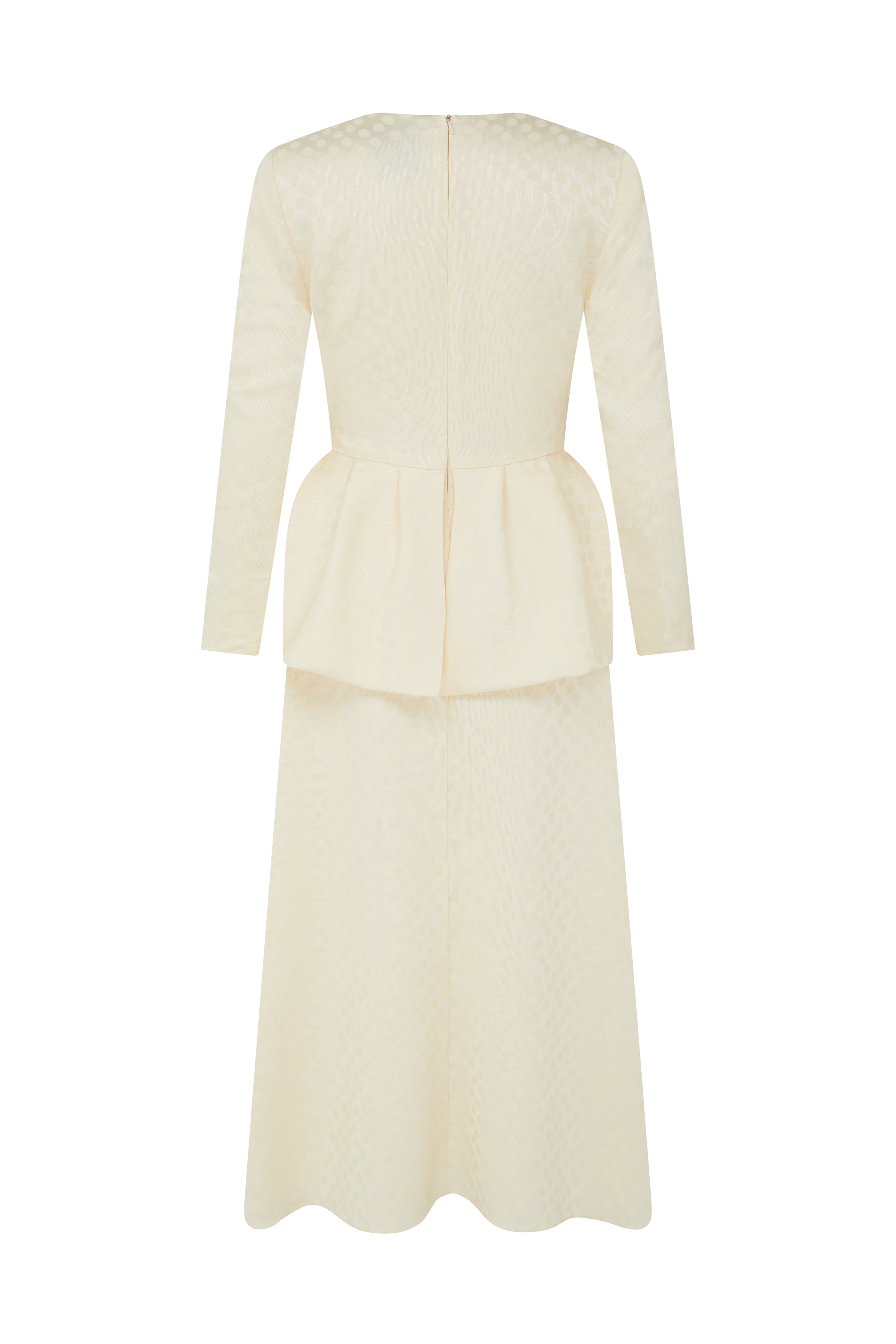Katherine Ivory Dot Jacquard Midi Dress