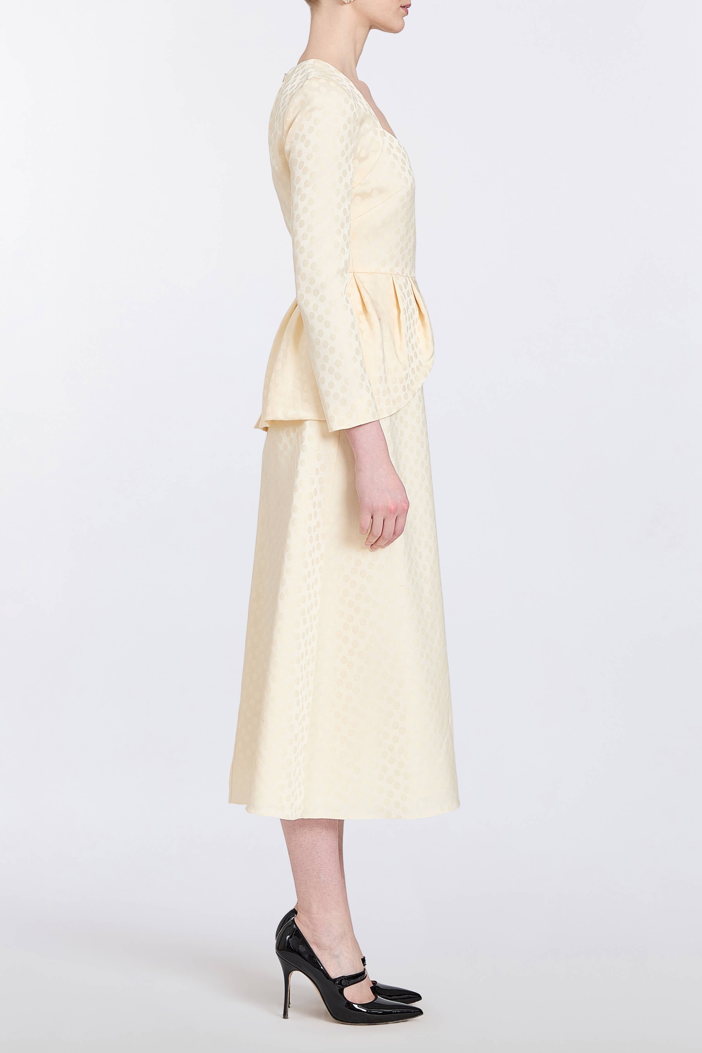 Katherine Ivory Dot Jacquard Midi Dress