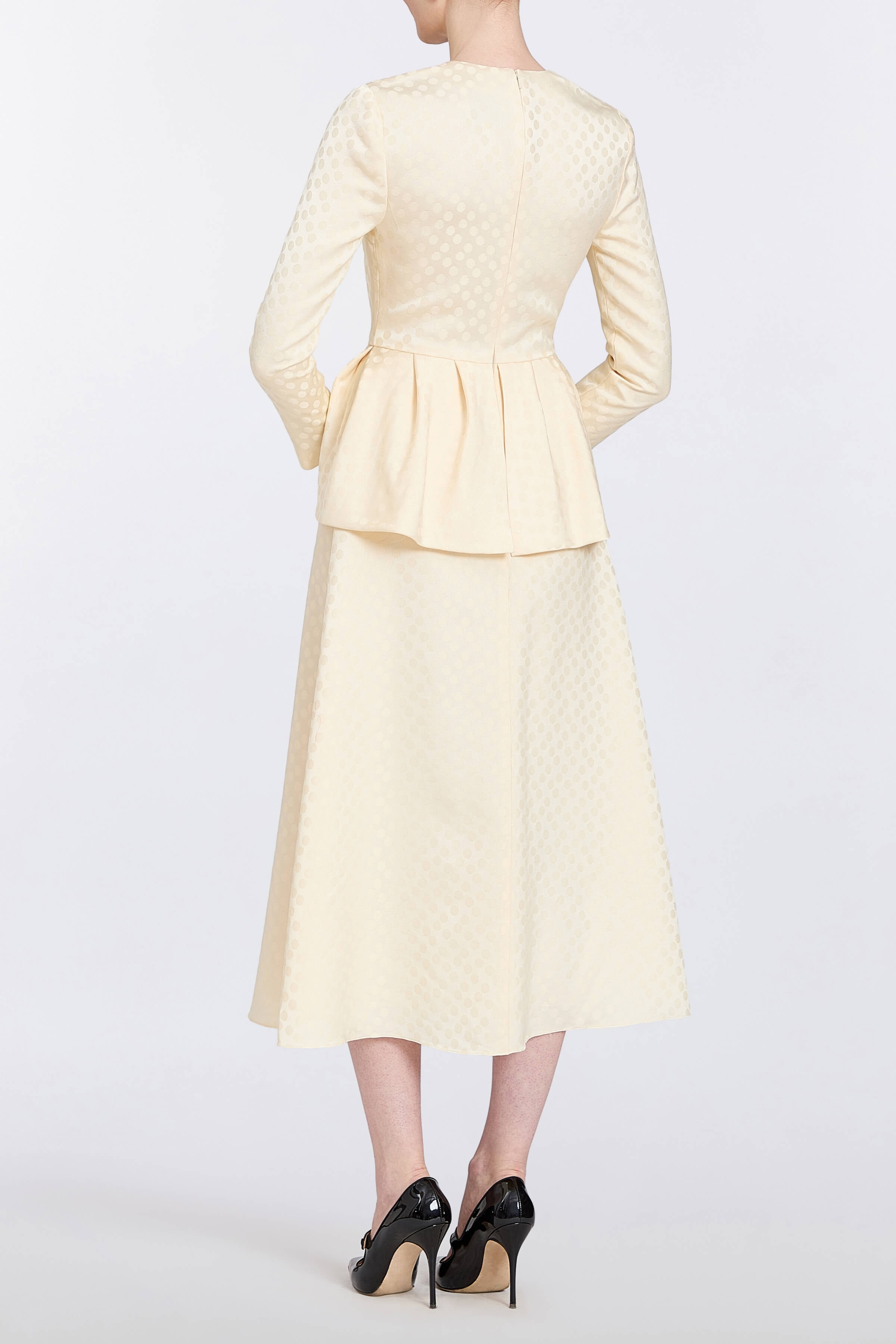 Katherine Ivory Dot Jacquard Midi Dress