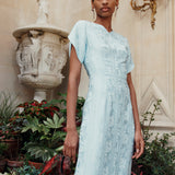 Dahlia Blue Floral Jacquard Gown