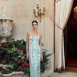 Odessa Embroidered Silk Column Gown