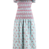 Ashton Blue And Pink Floral Smocked Dress