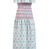 Ashton Blue And Pink Floral Smocked Dress