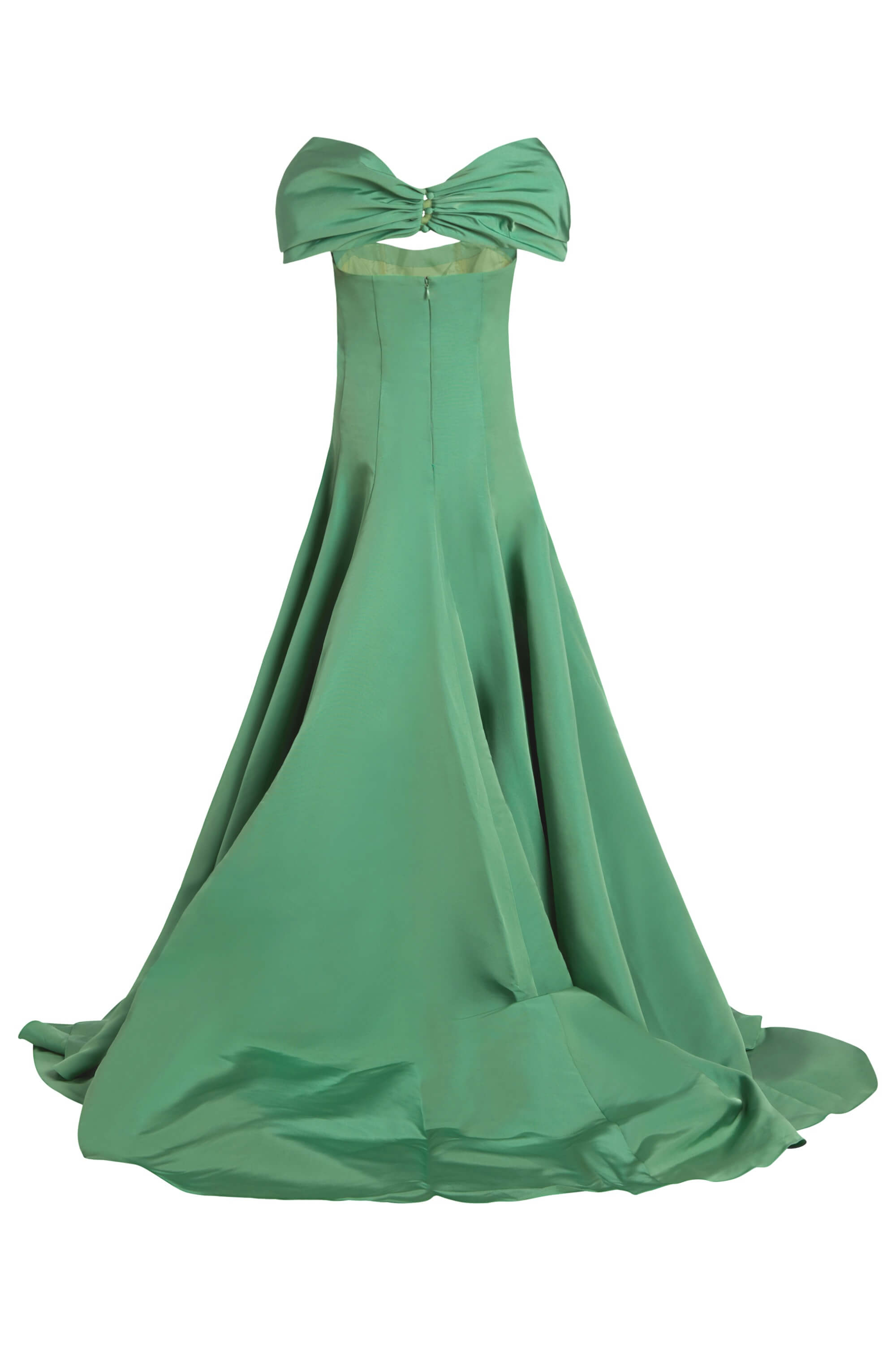 Vittoria Green Faille Drop Waist Gown