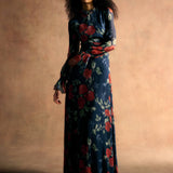 Adelaide Red Bloom Chiffon Gown