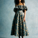 Freesia Dusk Marigold Ikat Midi Dress