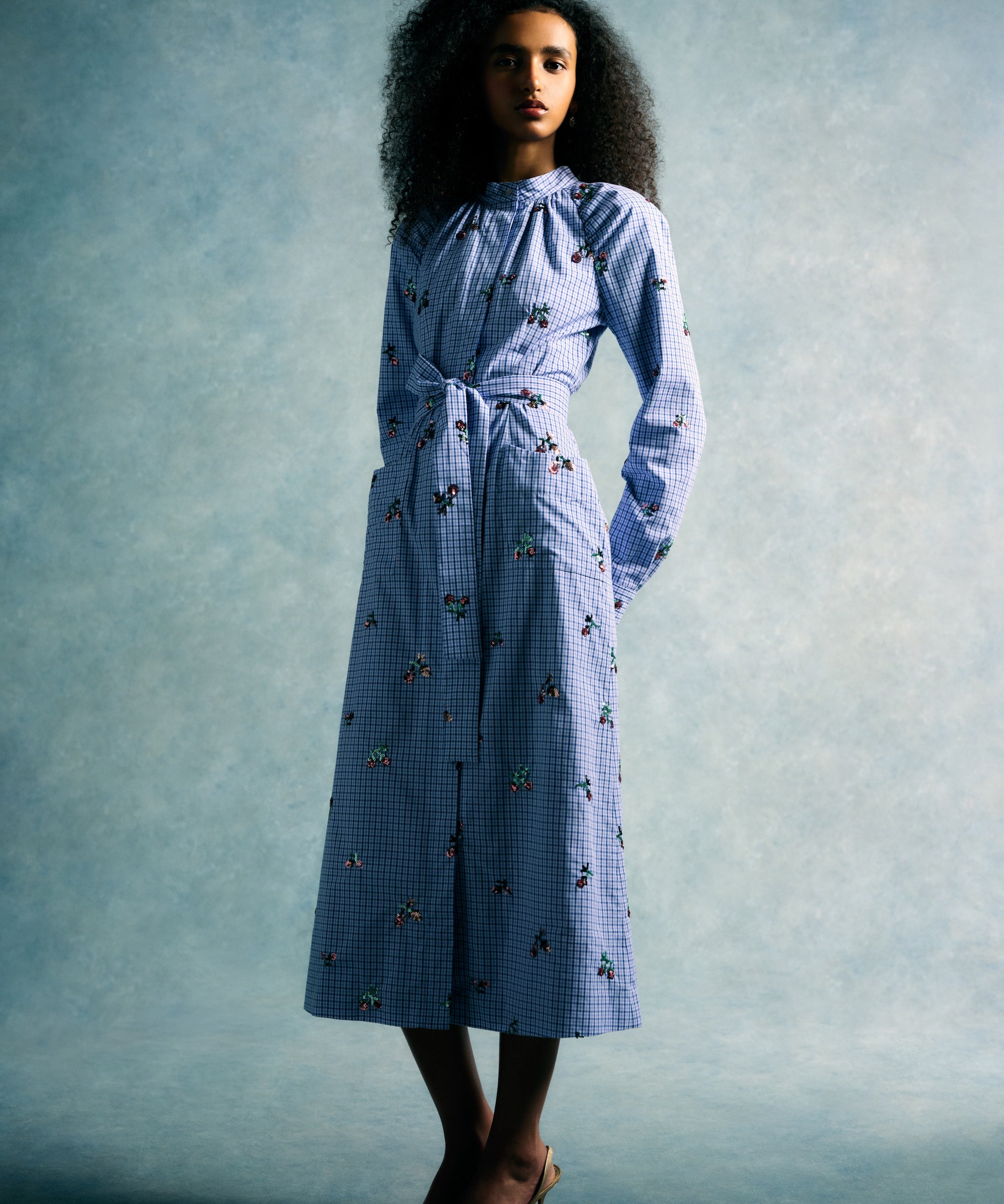 Serafina Blue Floral Corset Dress