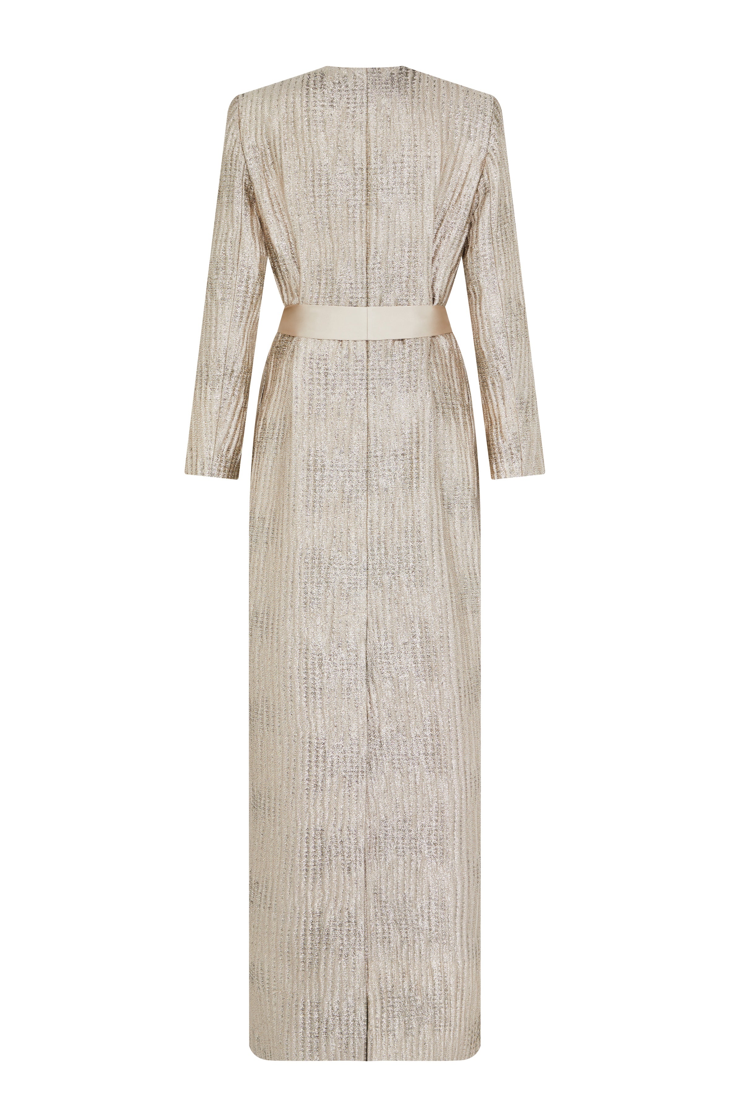 Allegra Wavy Gold Brocade Duster Coat