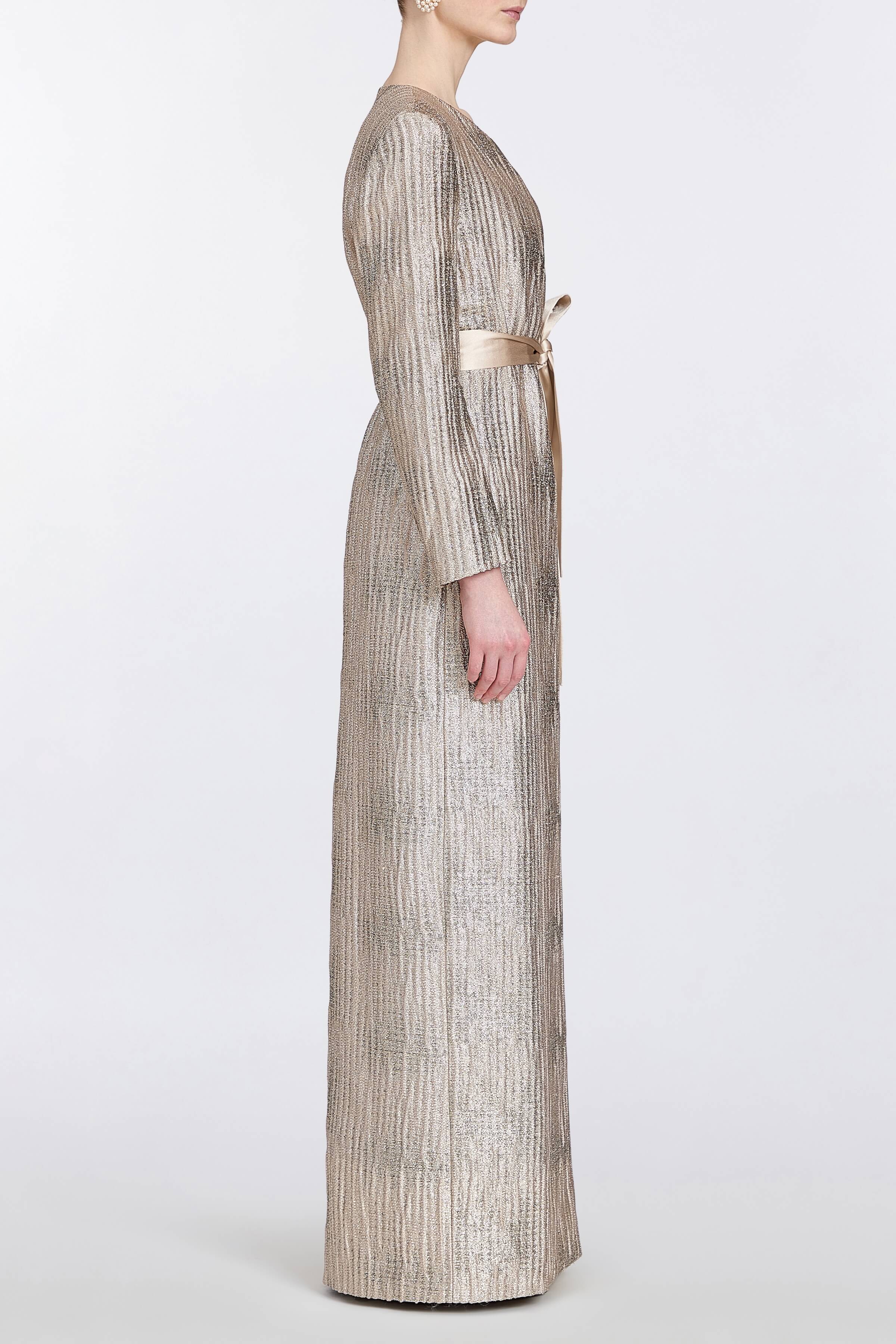 Allegra Wavy Gold Brocade Duster Coat
