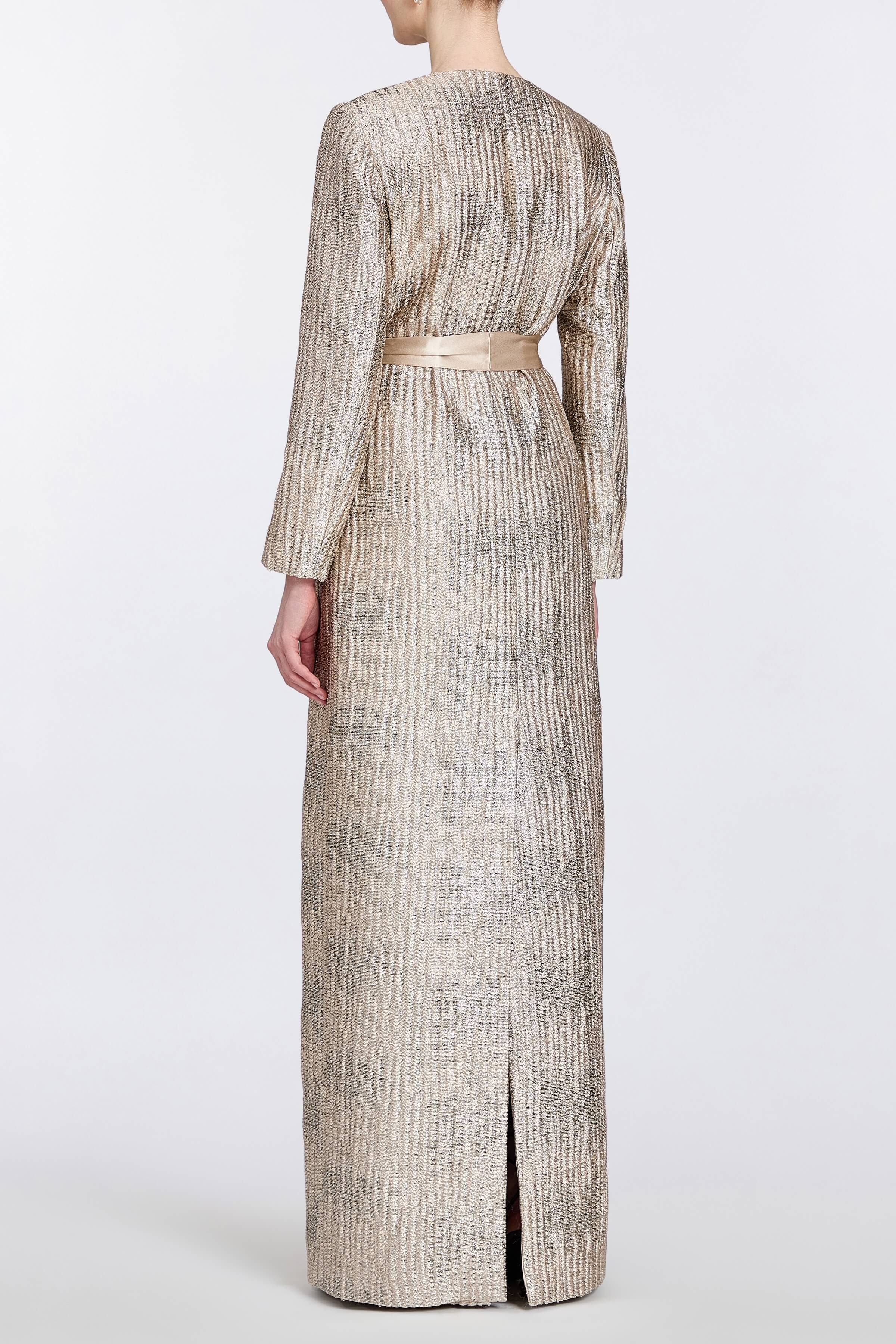 Allegra Wavy Gold Brocade Duster Coat