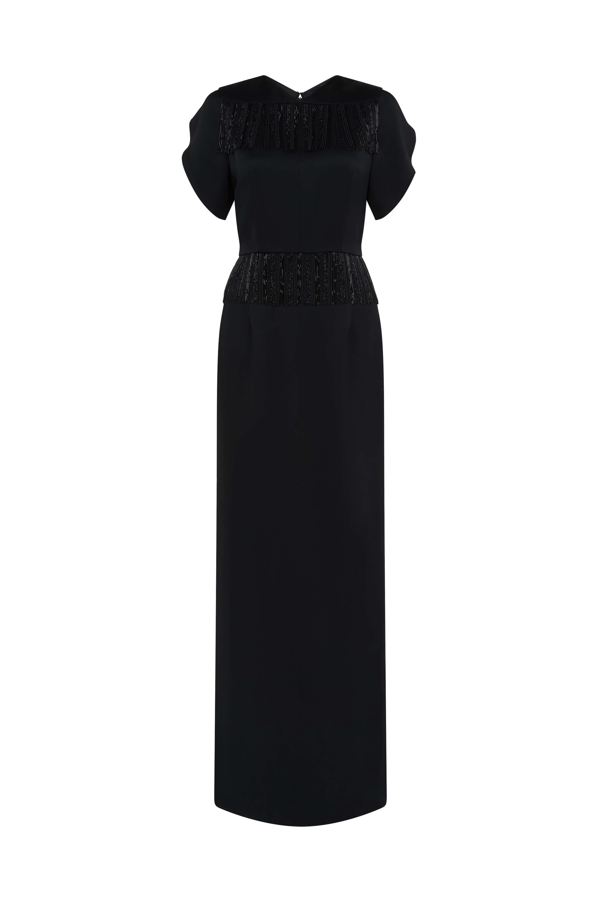 Carmela Crepe Fringe Detail Gown