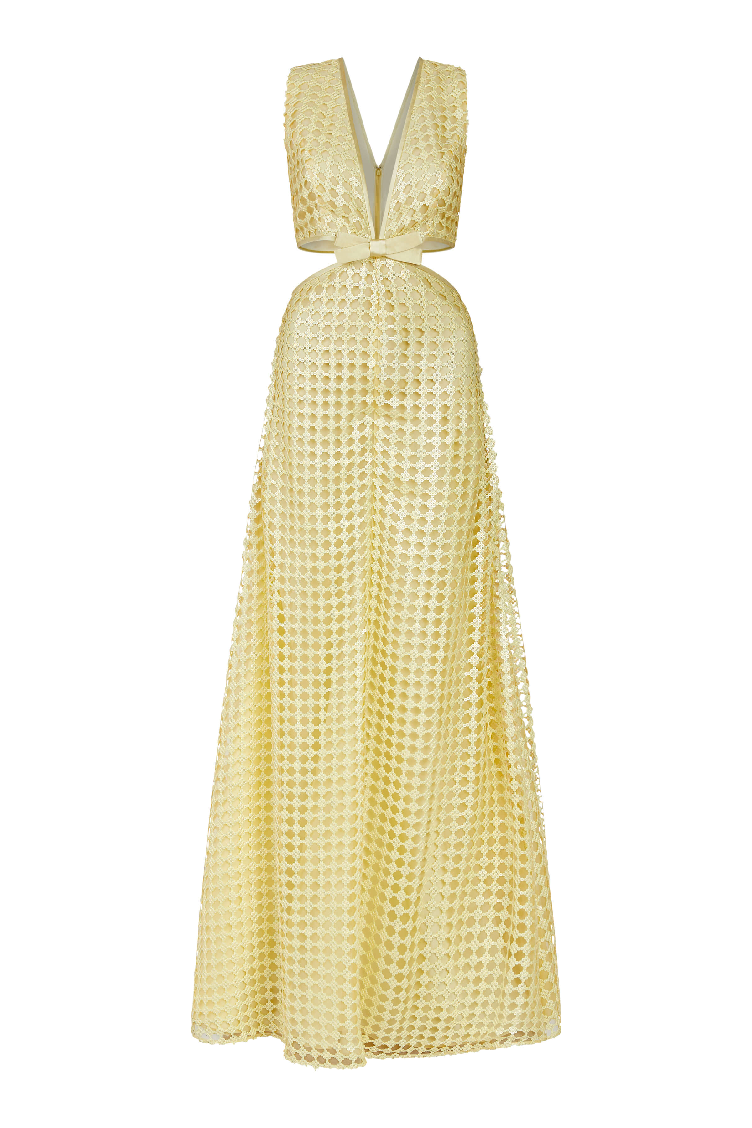 Monaca Yellow Sequin Net Gown