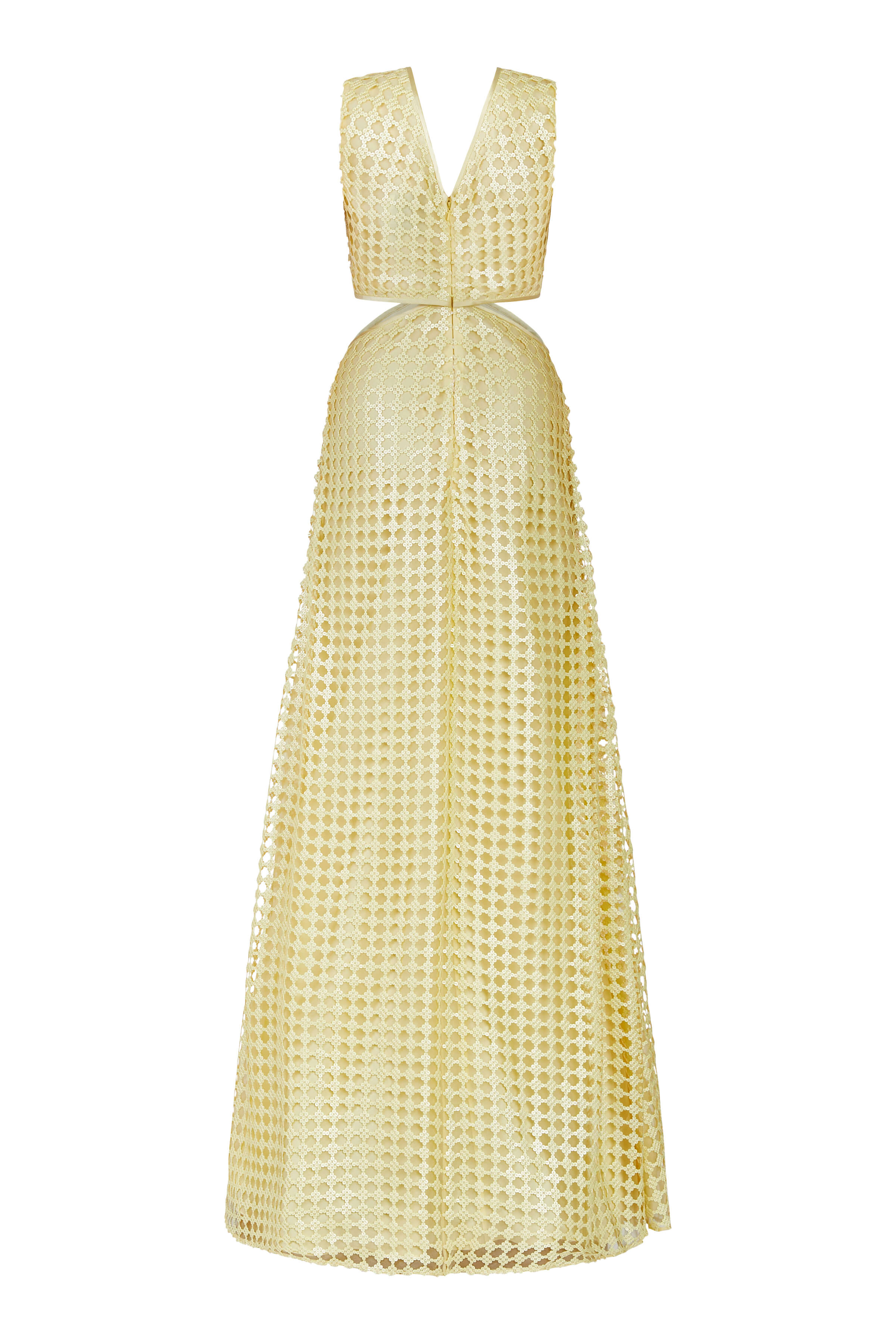 Pyrra Yellow Sequin Net Gown