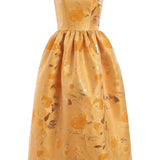 Apple Gold Floral Brocade Midi Dress