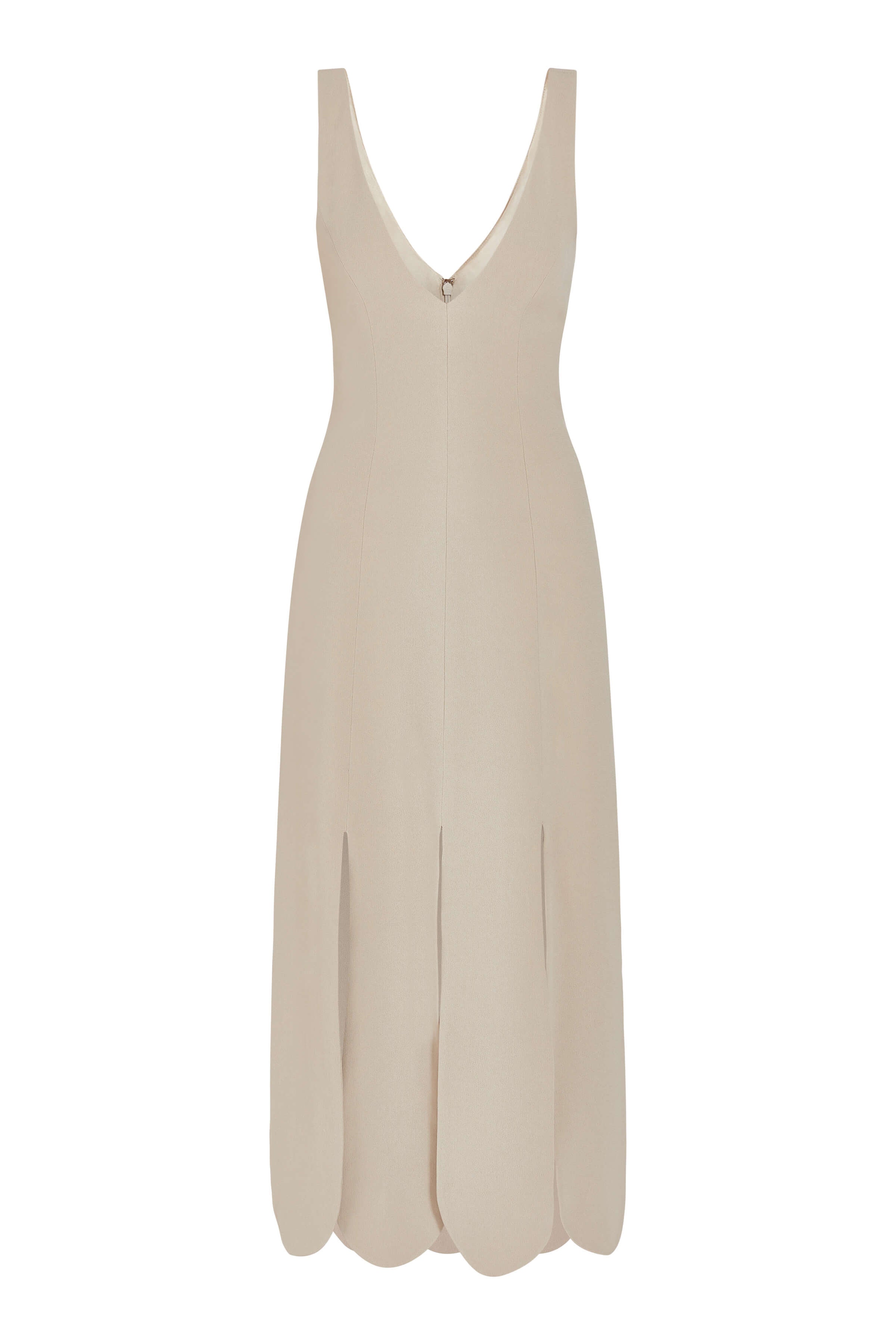 Brandy Mushroom Crepe Plunging Neckline Car Wash Midi Dress