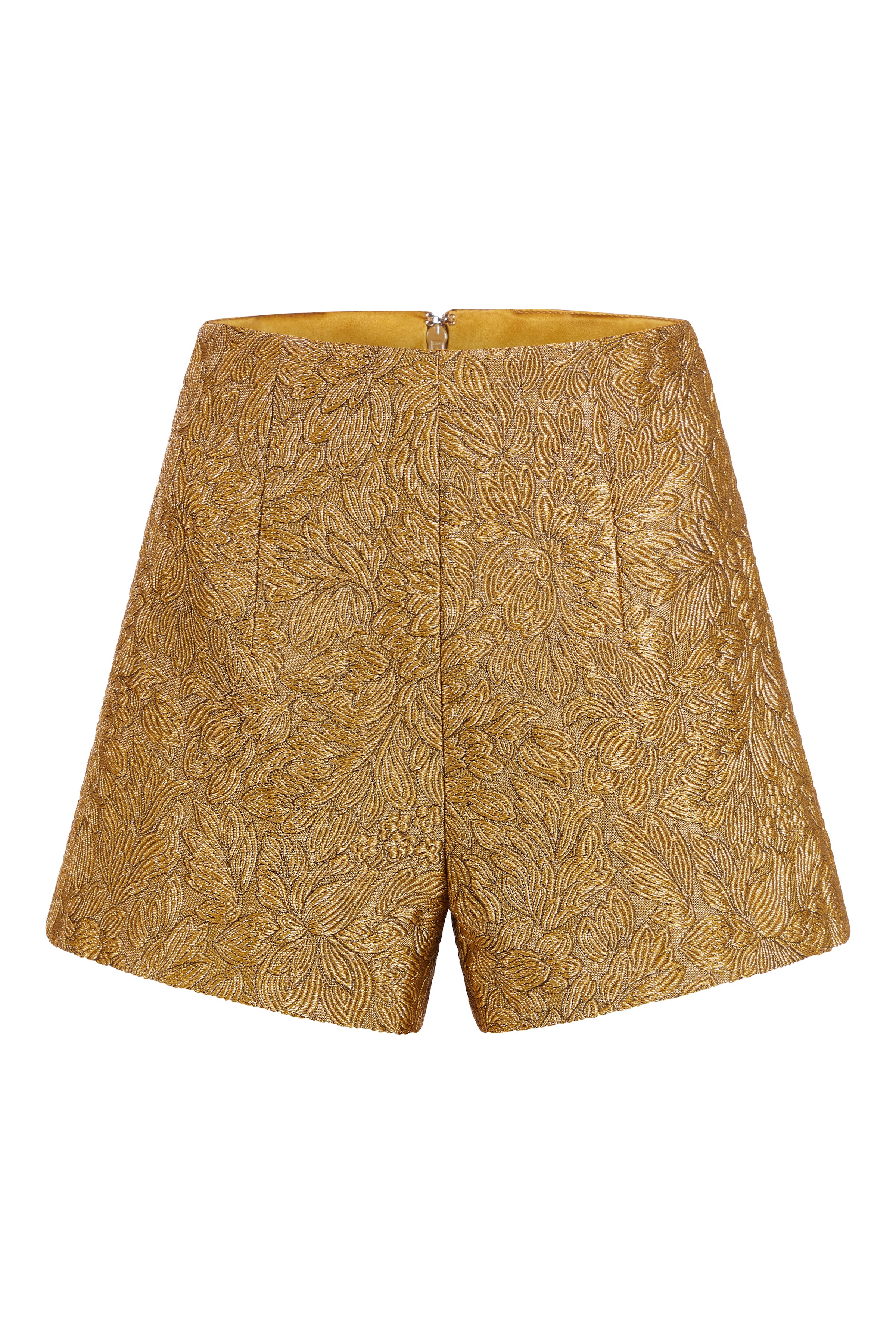 Mira Gold Floral Brocade Shorts