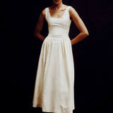 Ramona Vanilla Cream Drop Waist Midi Dress