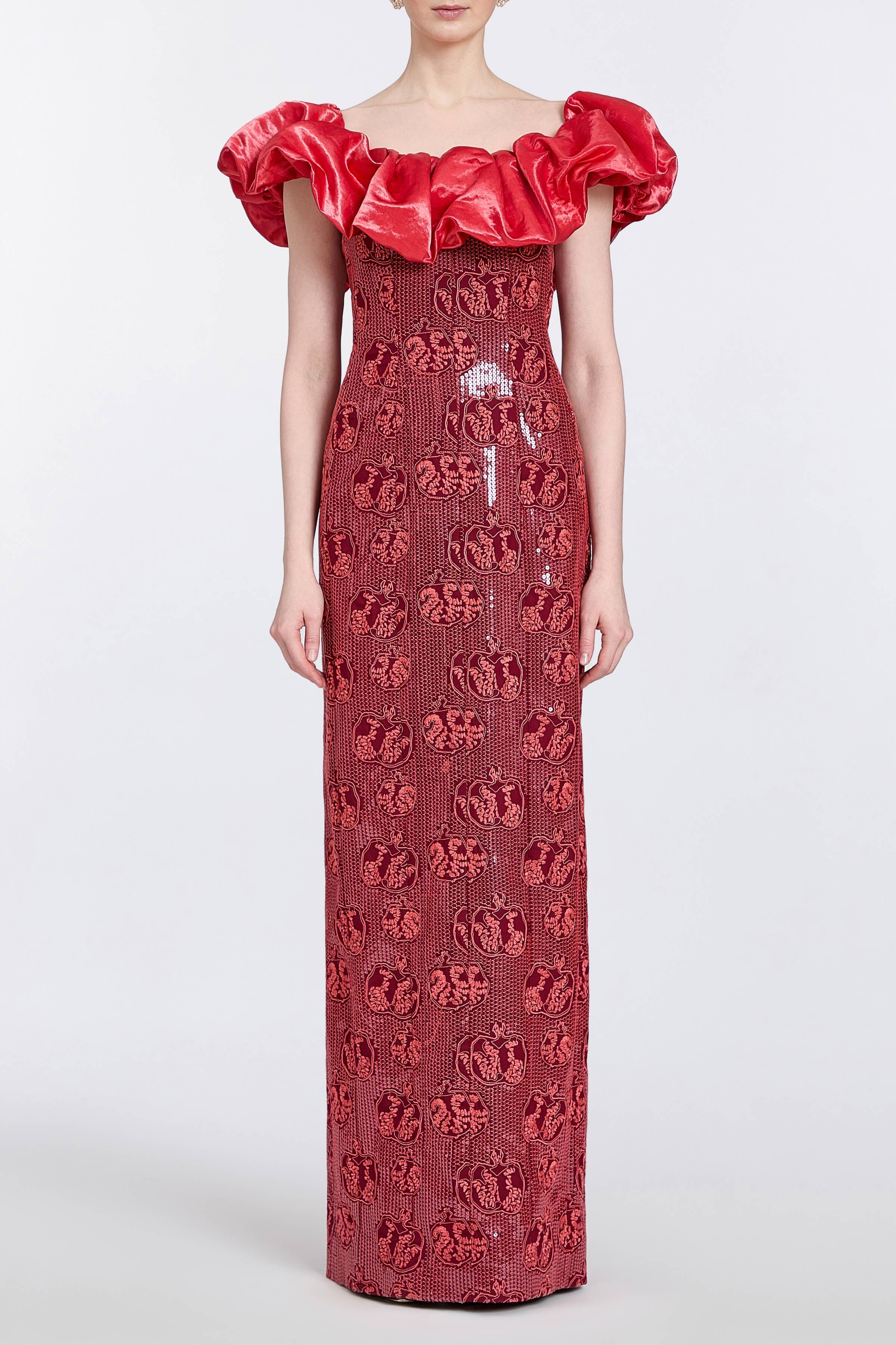 Rowan Sequin Embroidered Column Gown