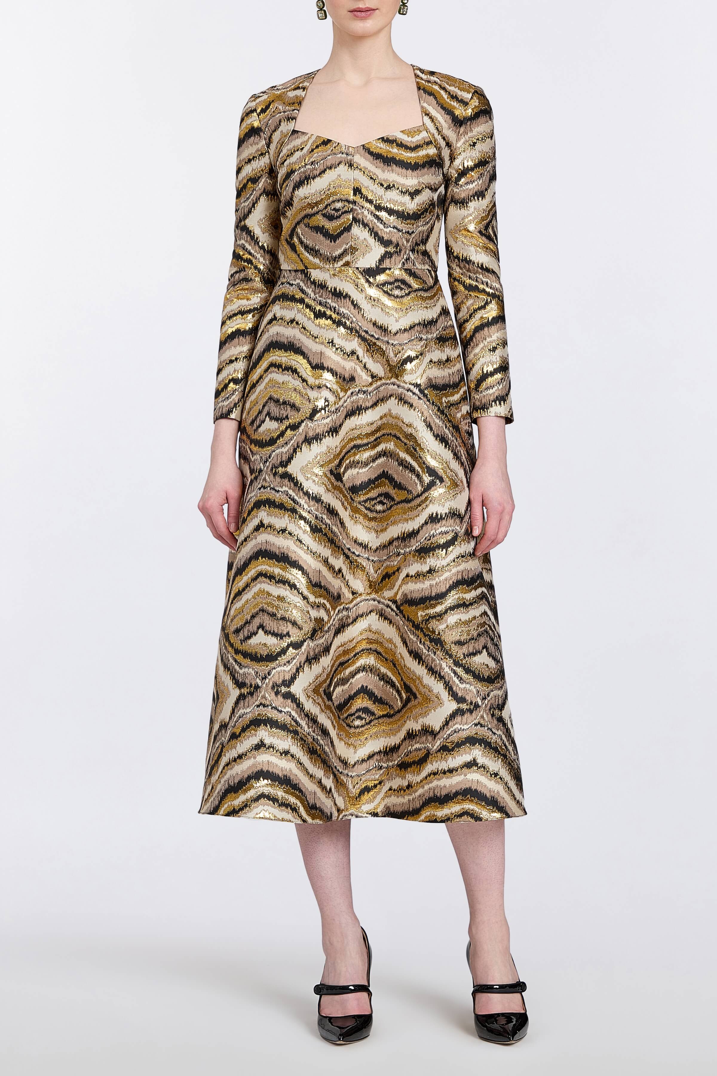 Constance Metallic Jacquard Midi Dress