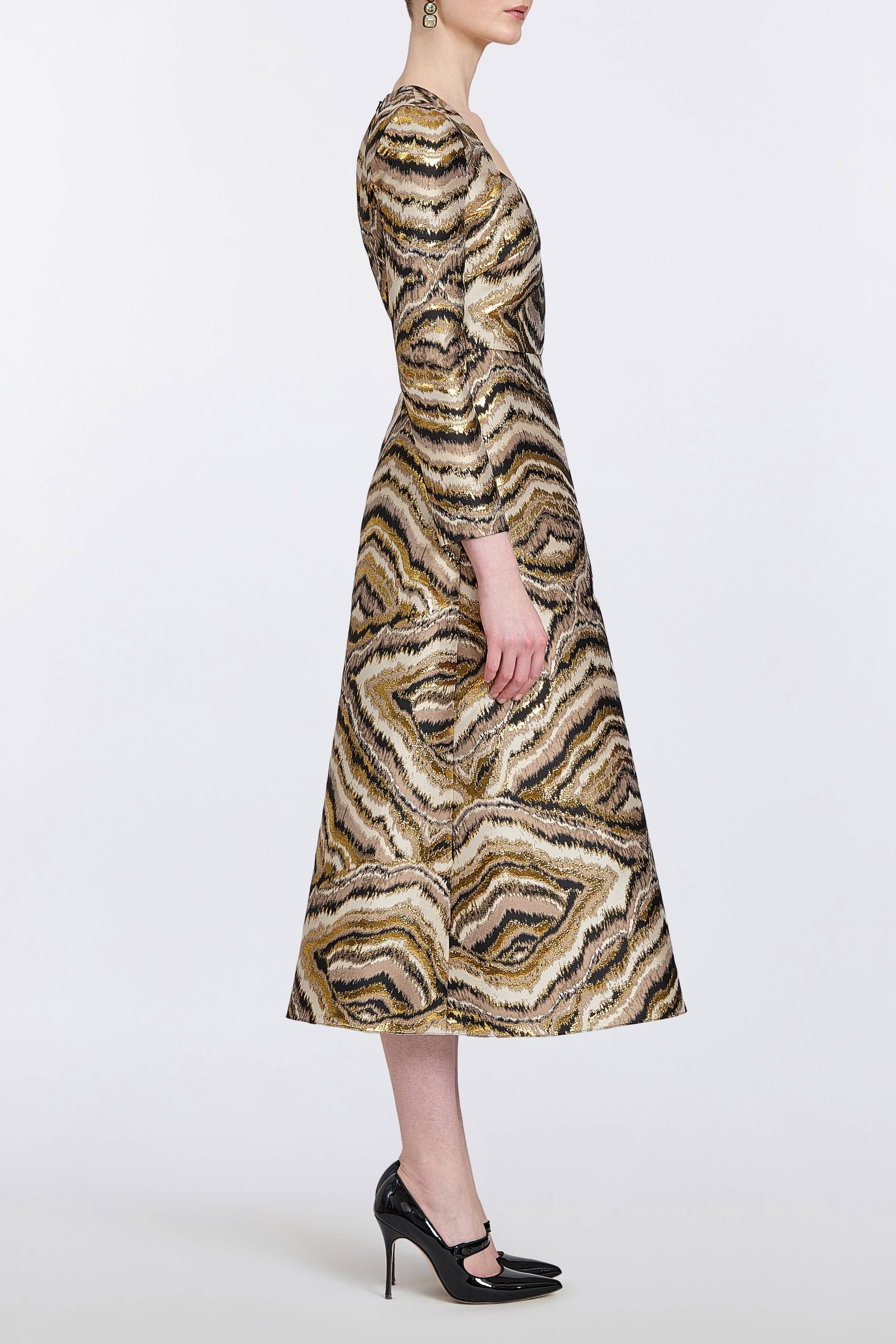 Constance Metallic Jacquard Midi Dress