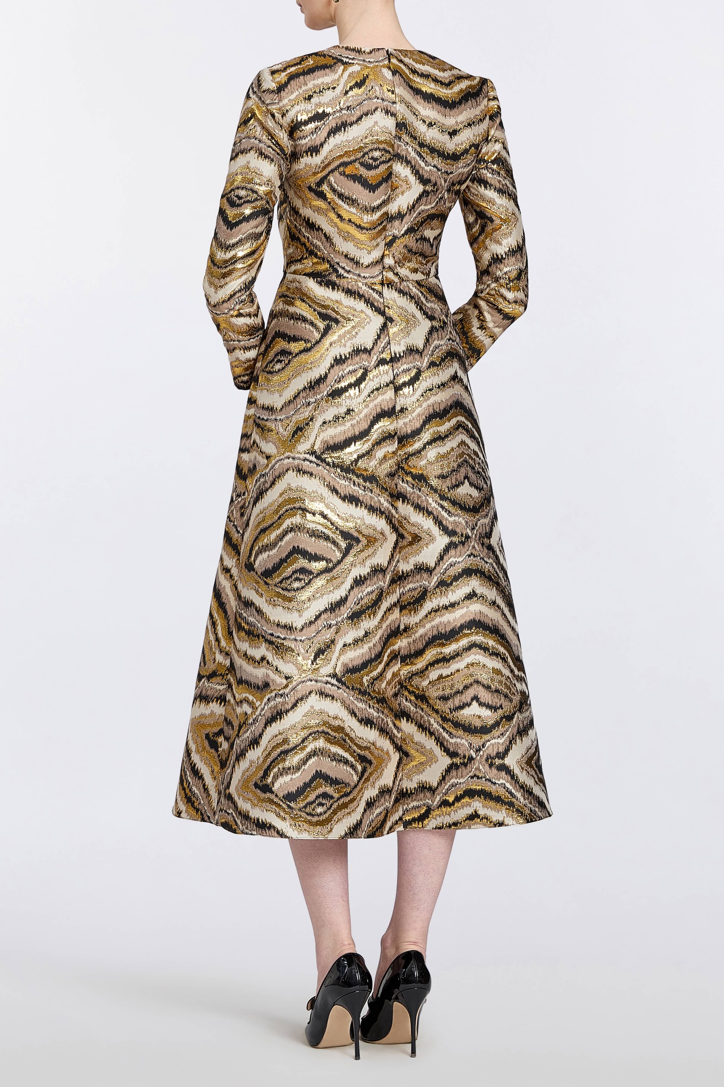 Constance Metallic Jacquard Midi Dress
