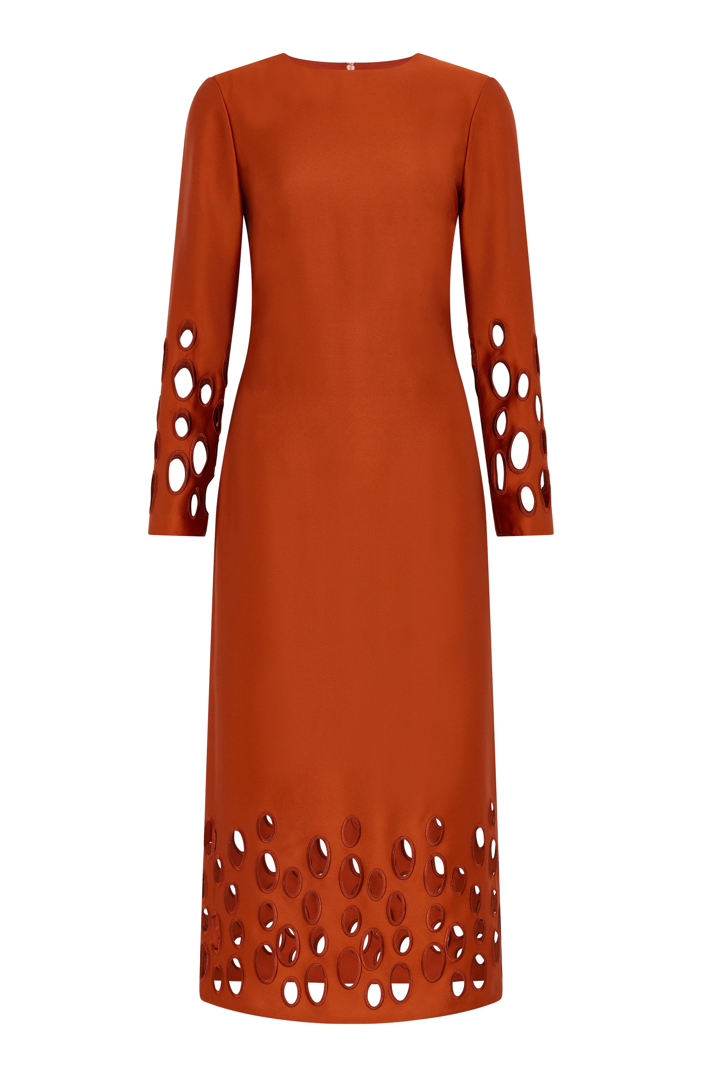 Arizona Perforated Hem Satin Dress