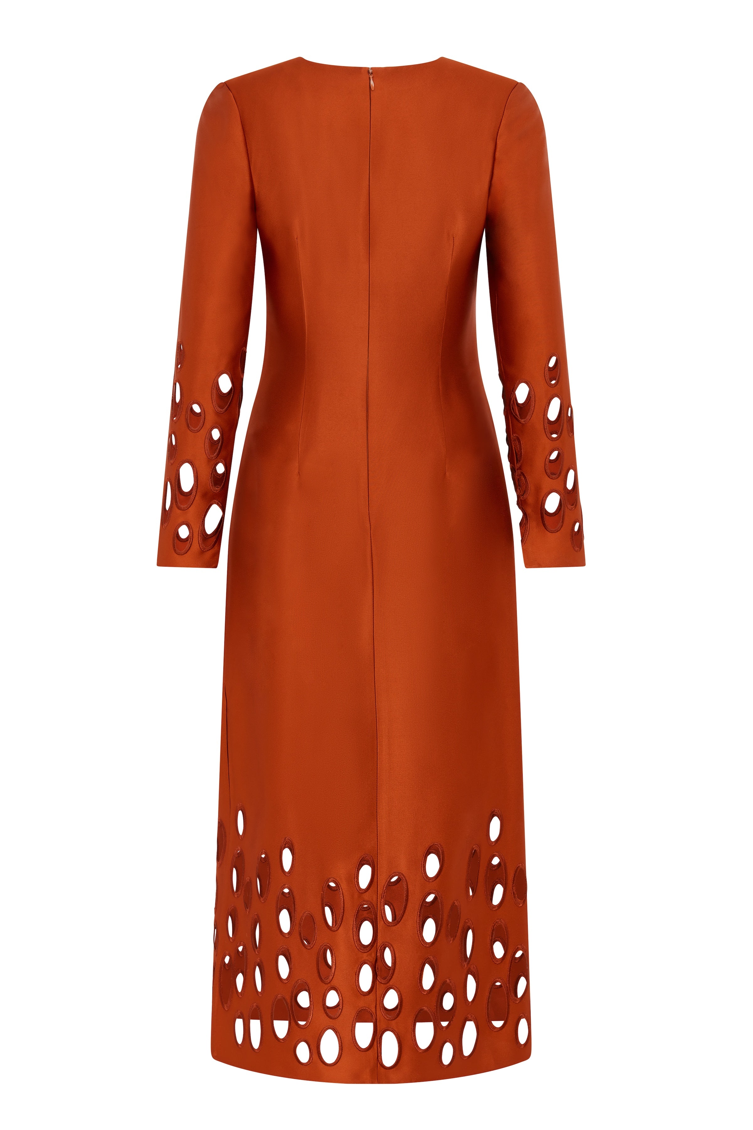 Arizona Perforated Hem Satin Dress
