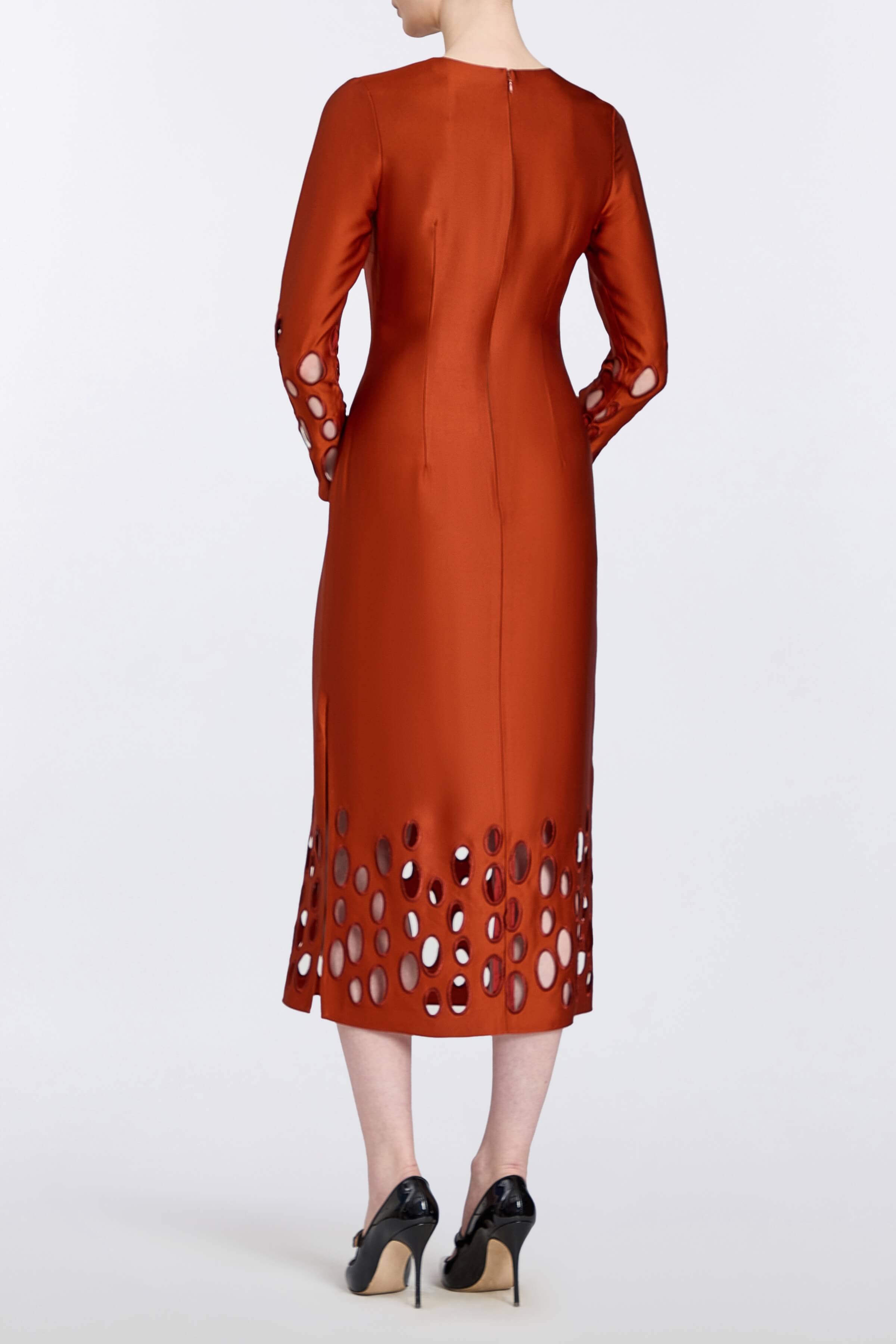 Arizona Perforated Hem Satin Dress