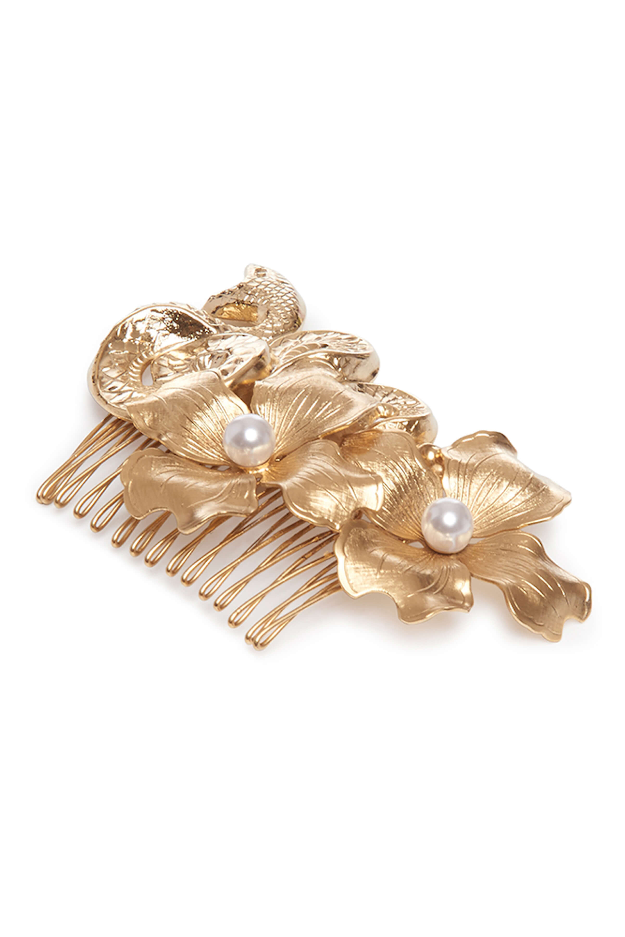 FINAL SALE: Caterina Gold Floral Snake Hair Comb